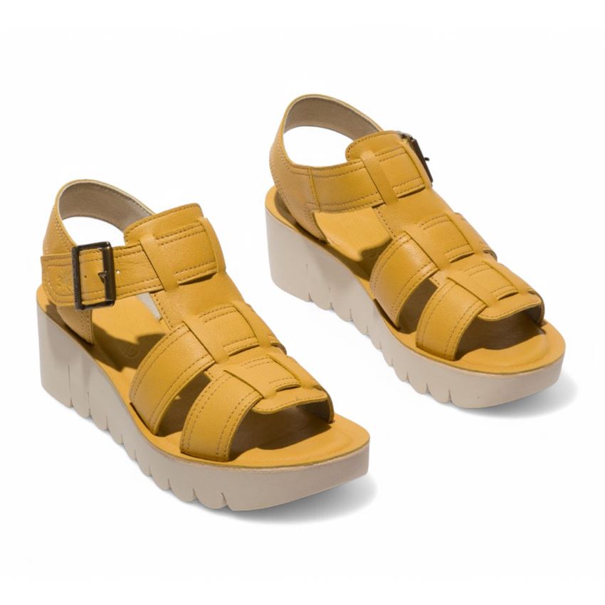 Fly London Damen YUDD236FLY Mousse Leder Sandalen Espadrille Plateau Wedges - Bild 9 von 11