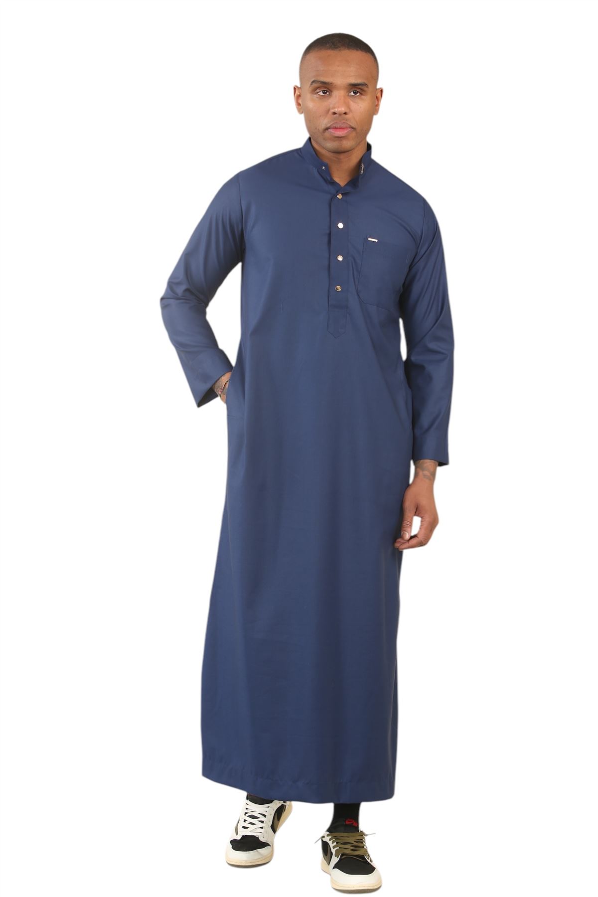 Men's Thobe Emirati Islamic Clothing Jubba Robe Muslim Eid Ramadan Arab Saudi - Picture 14 of 23