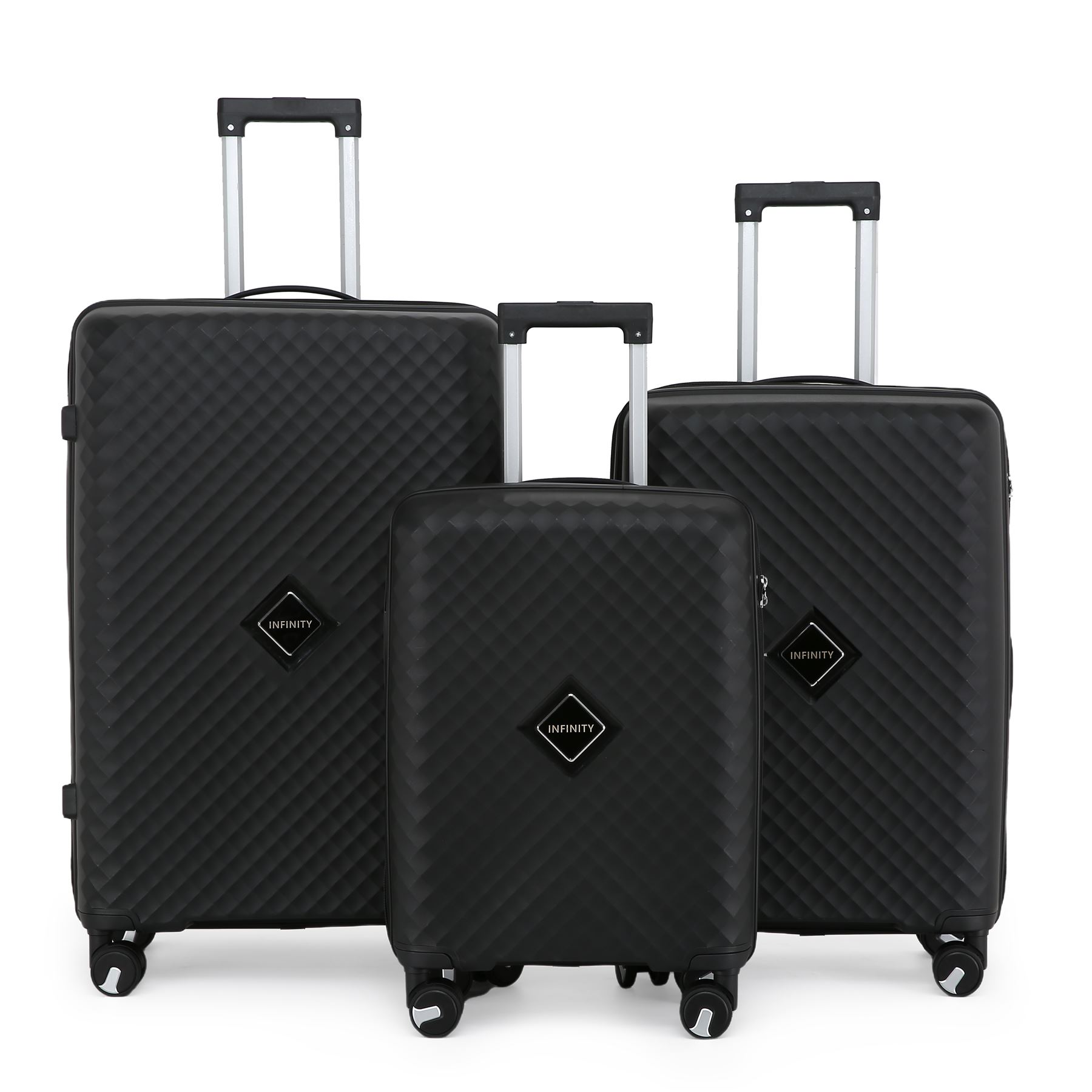 Hard Shell Black Cabin Suitcase Set 8 Wheel Luggage Case Strong Travel TSA Bag - Picture 26 of 32