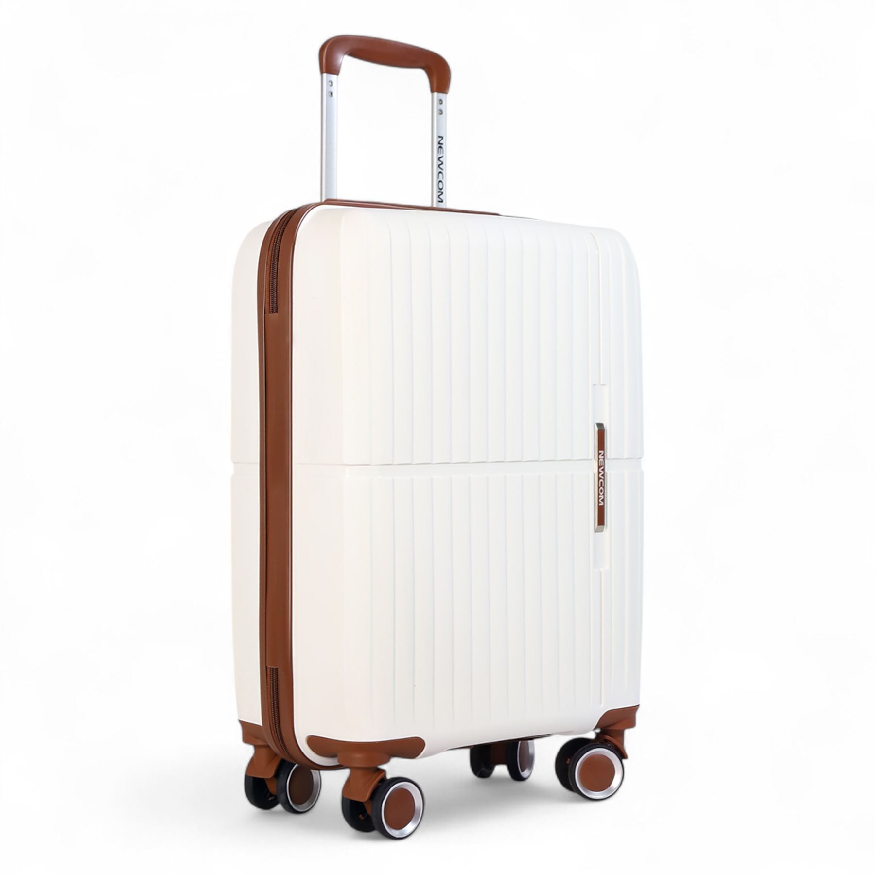 Hard Shell White Strong Suitcase Set 8 Wheel Cabin Luggage Holiday Travel Case - Picture 14 of 35