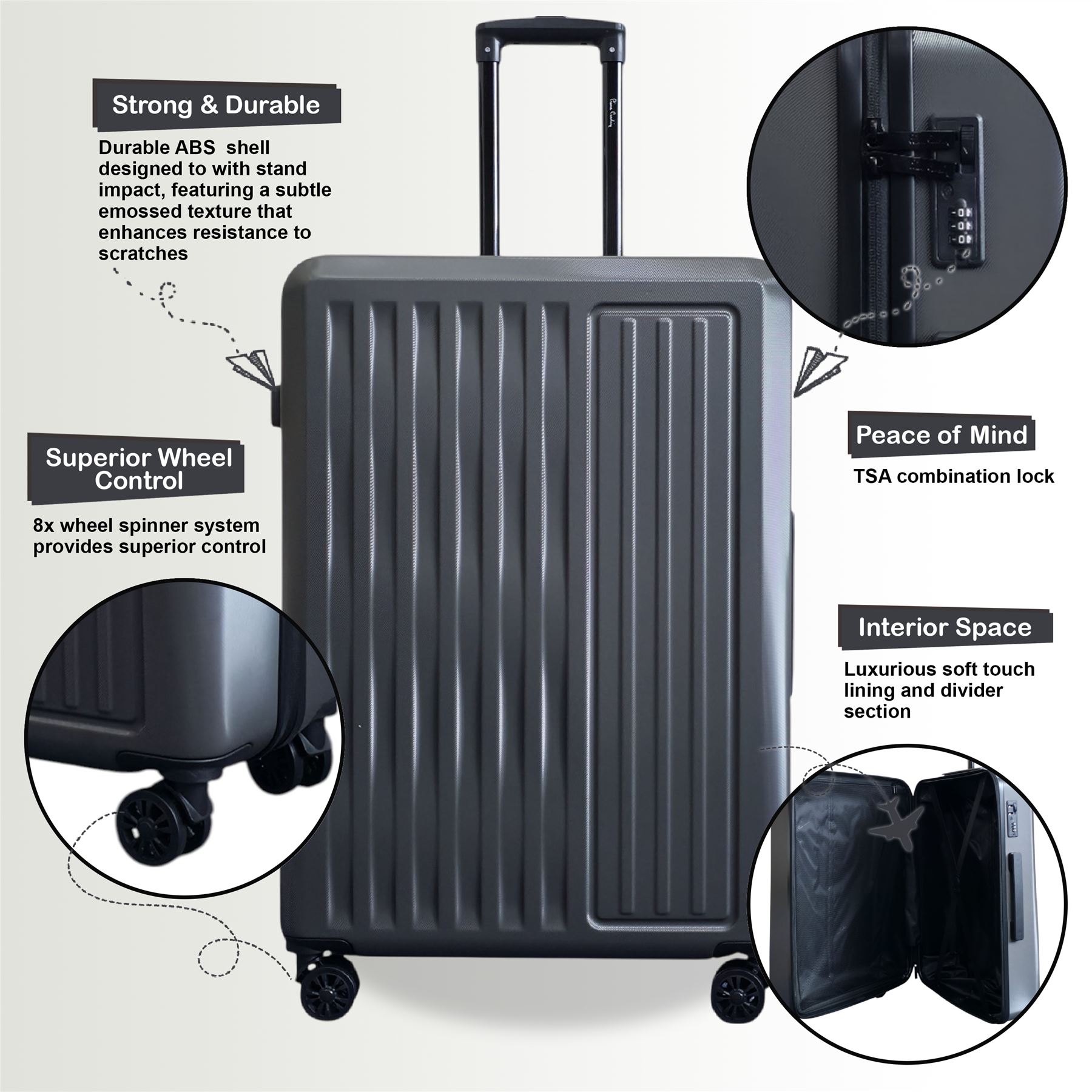ABS Hard Shell Suitcase Luggage Set Hard Side Travel Carry on Cabin Bag - Picture 25 of 75