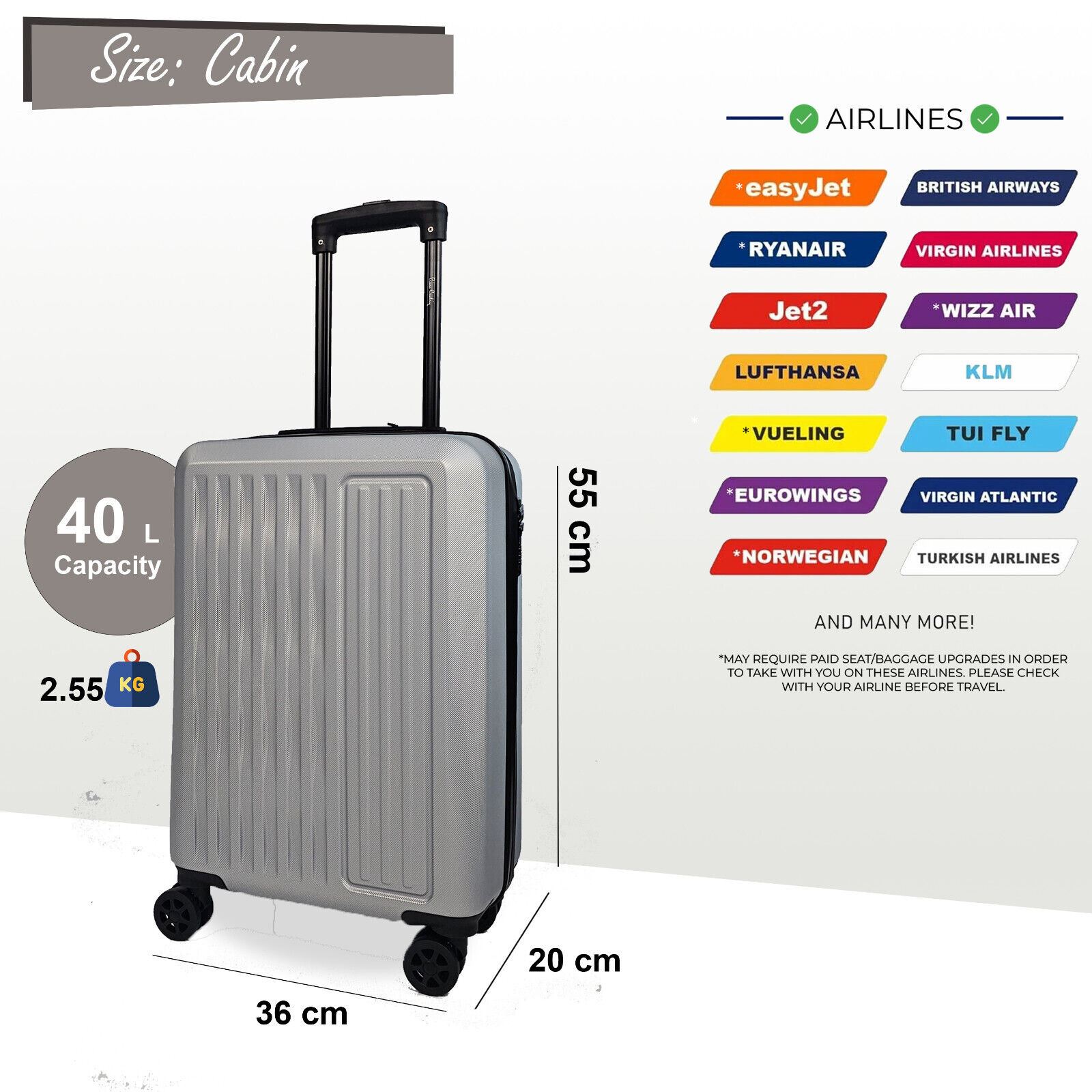 ABS Hard Shell Suitcase Luggage Set Hard Side Travel Carry on Cabin Bag - Picture 57 of 75
