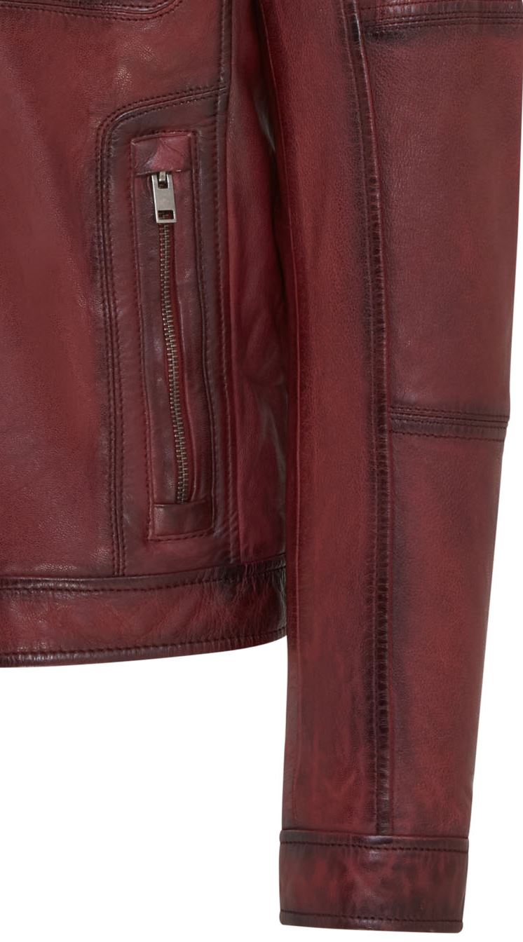 Men's Classic Leather Biker Jacket Vintage Short Leather Motorcycle Jacket - Picture 7 of 19