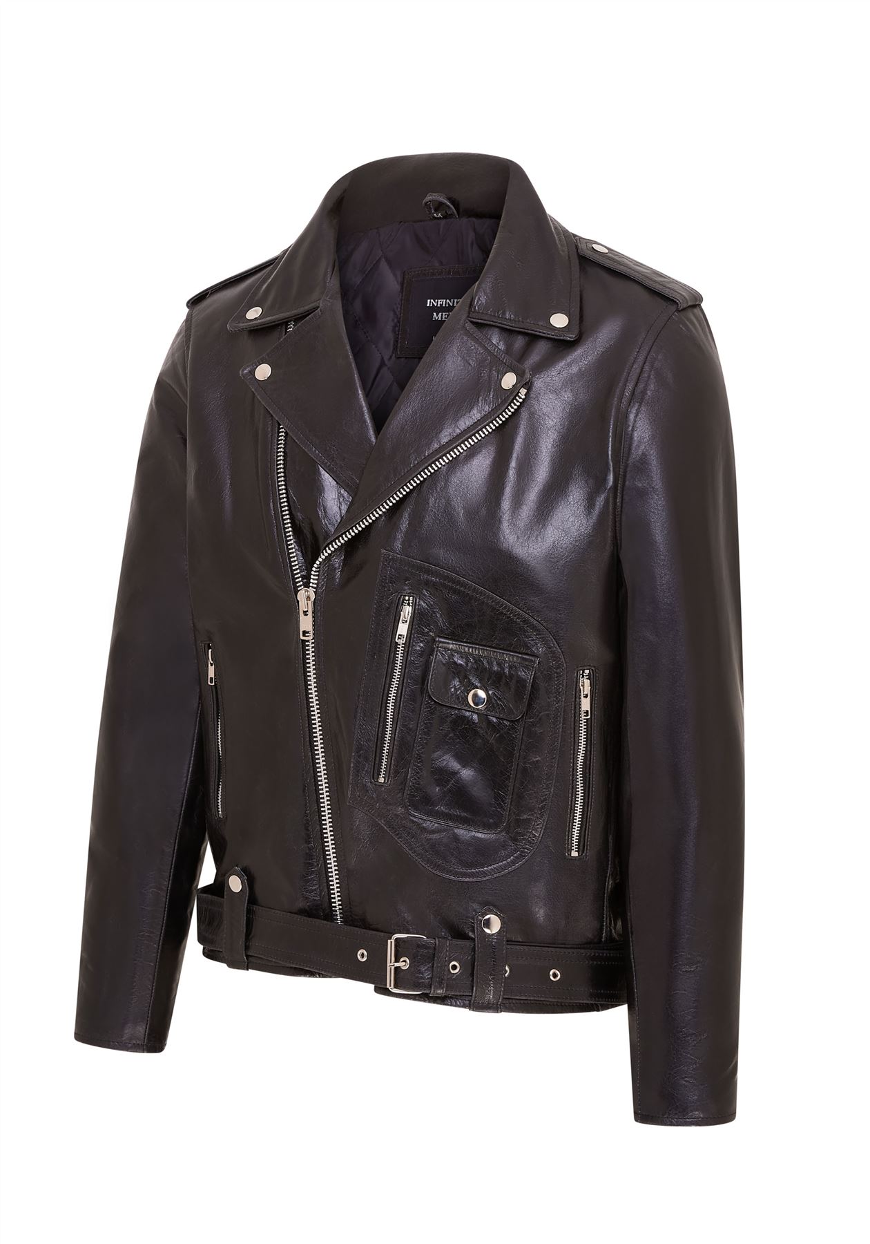 Mens Retro Brando Quilted Leather Biker Jacket Vintage Motorcycle Style - Picture 10 of 19