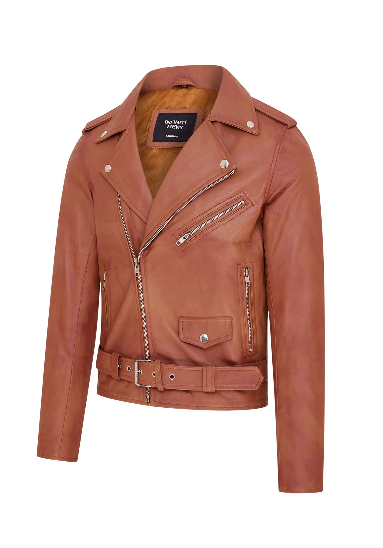 Mens Retro Brando Quilted Leather Biker Jacket Vintage Motorcycle Style - Picture 4 of 13