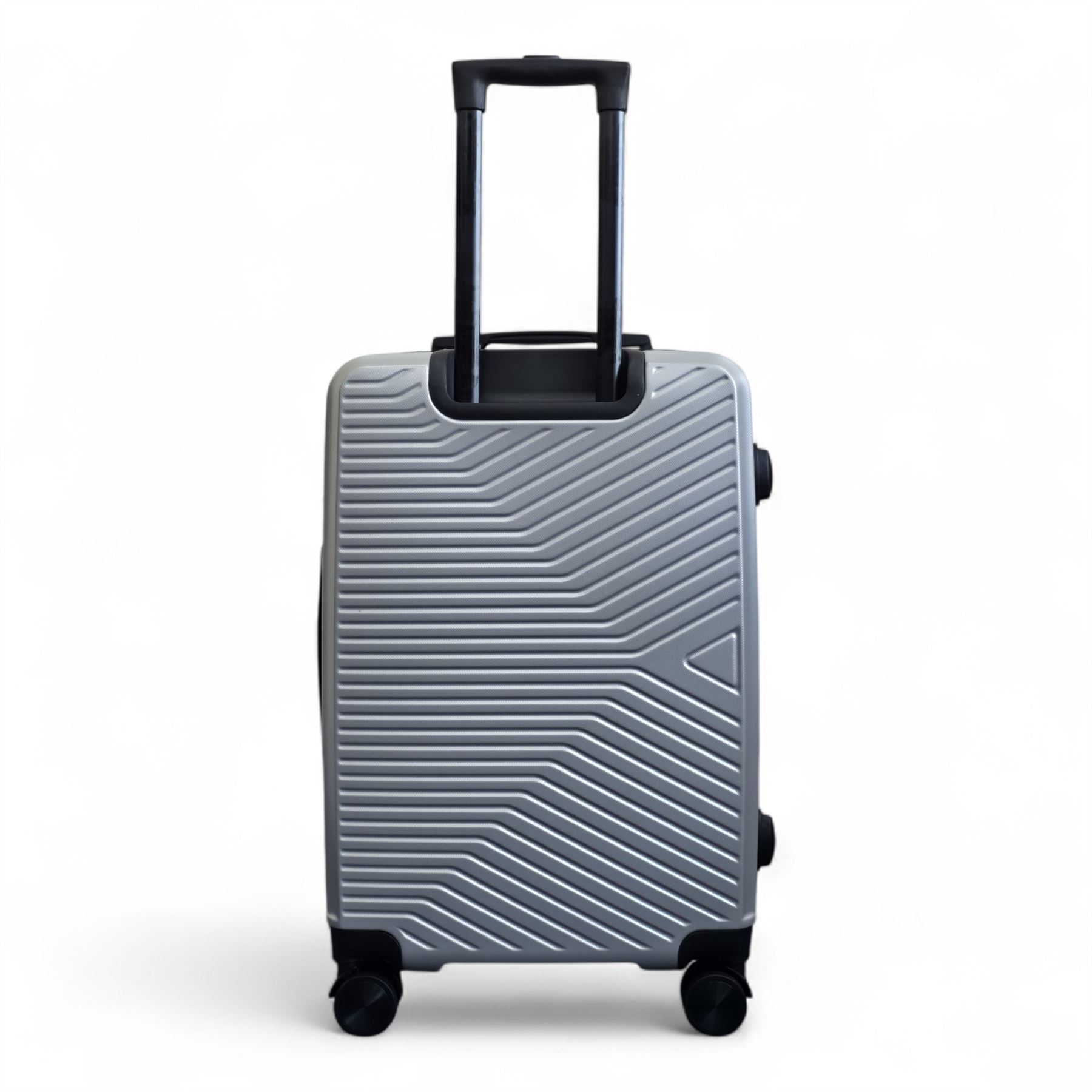 Strong Silver Hardshell Set Dual 4 Wheel ABS Trolley Cabin Suitcase - Picture 23 of 31