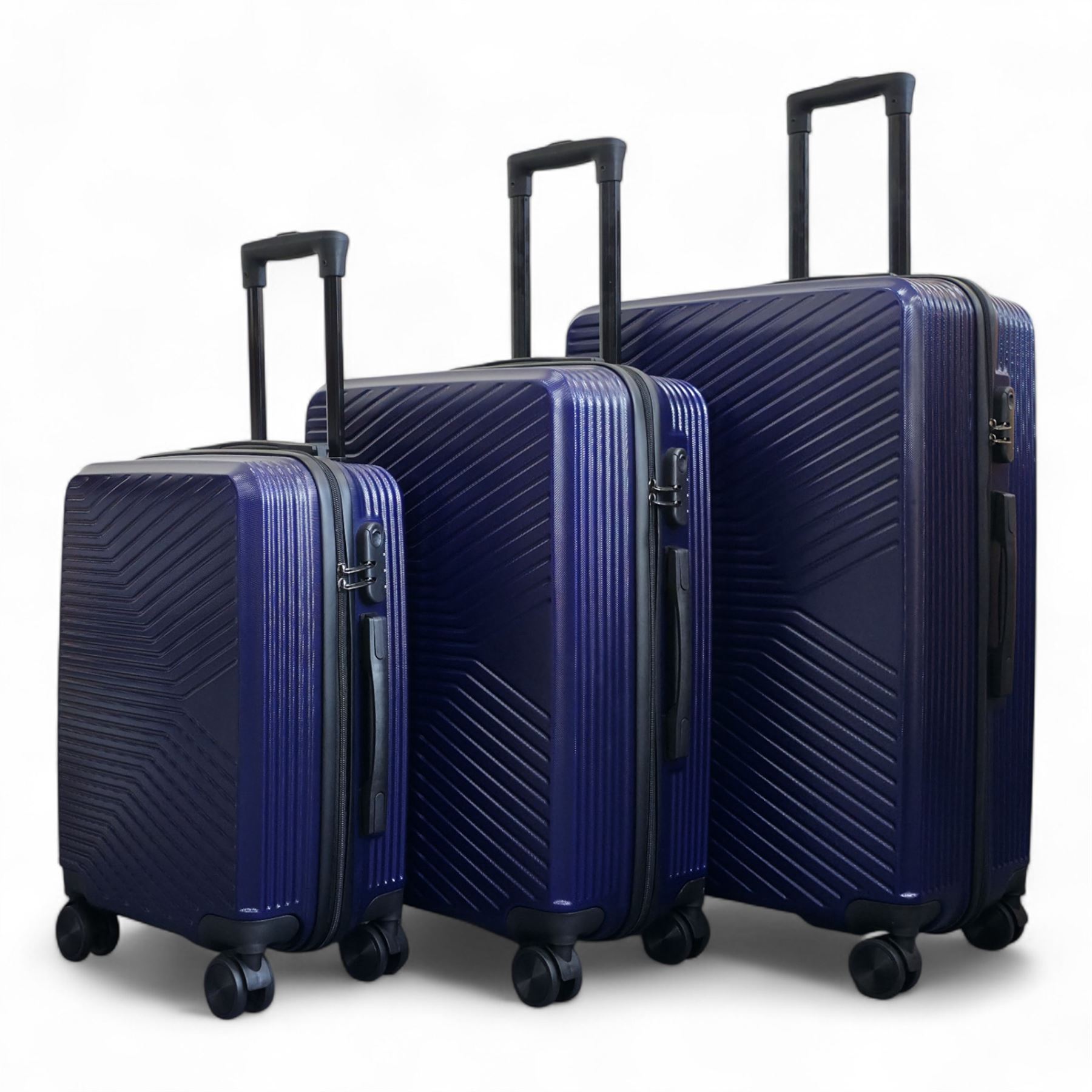 Strong Navy Hardshell Suitcase Set Dual 4 Wheel ABS Luggage Trolley Suitcase - Picture 29 of 31