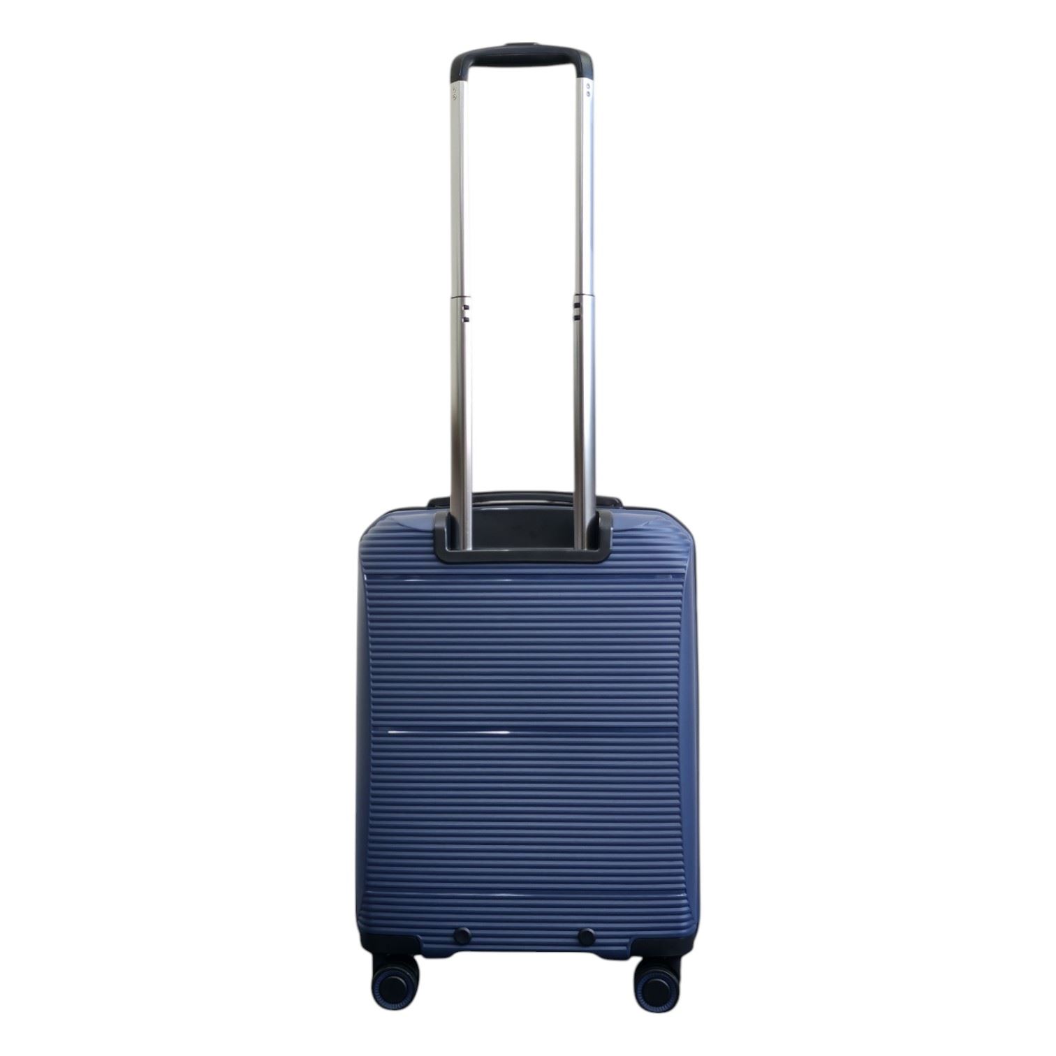 Expandable Hard Shell Navy Blue PP 8 Wheel Luggage Travel Cabin Suitcase Set - Picture 19 of 49