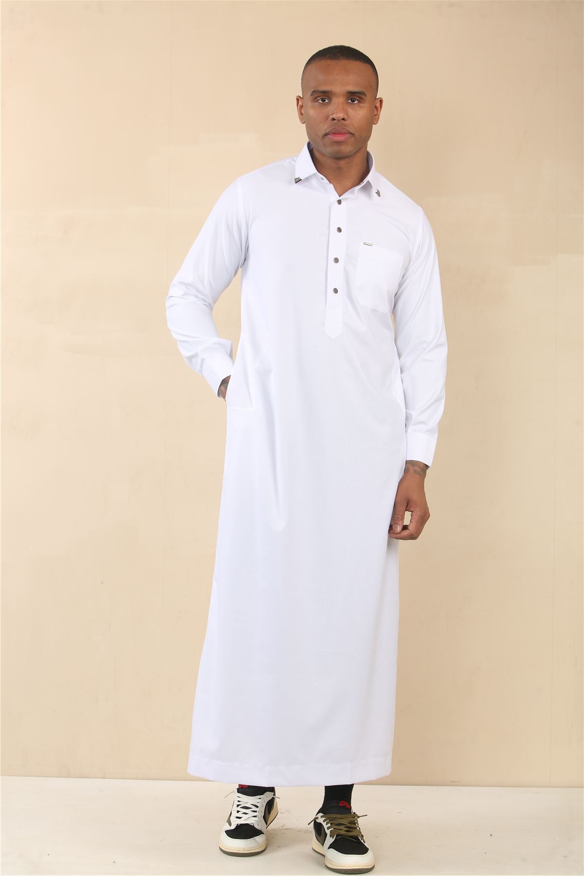 Men's Thobe Saudi Emirati Islamic Clothing Jubba Robe Muslim Eid Ramadan Arab - Picture 21 of 24