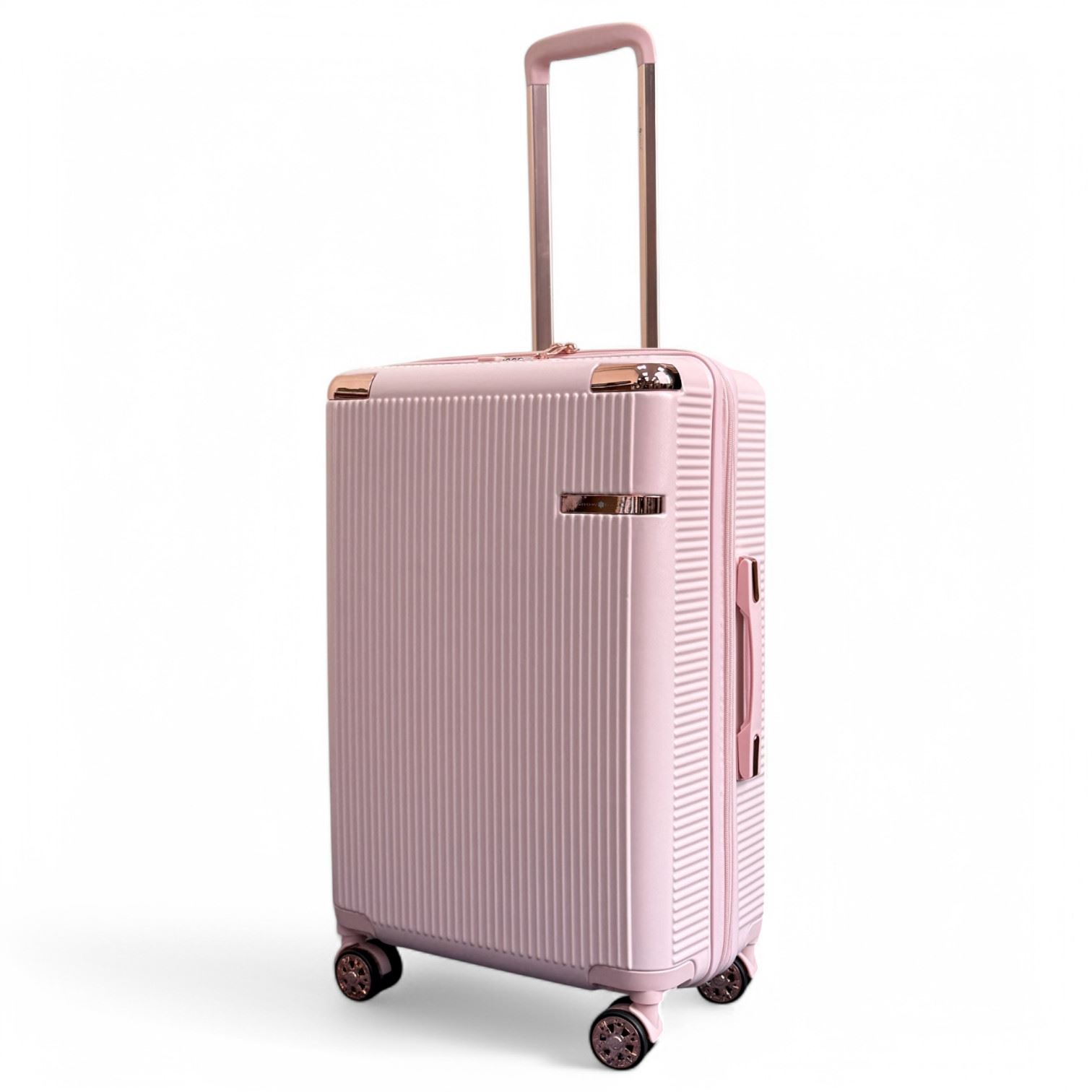 Expandable Rose Gold Hard Shell 8-Wheel Travel Suitcase Set Durable Cabin Bag - Picture 25 of 35