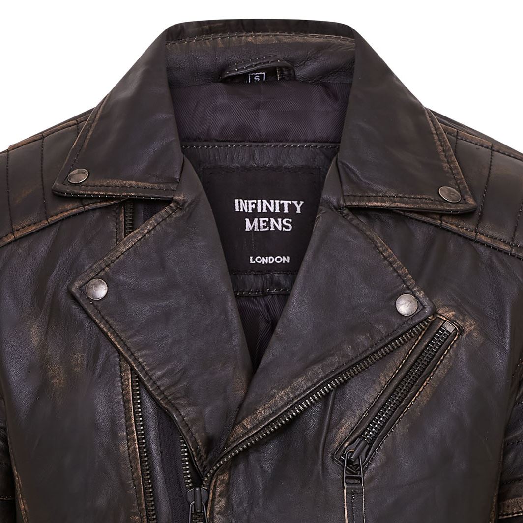 Chaqueta de Motociclista Para Hombre Calce Ajustado Estilo Brando Doble Cremallera Cruzada 100% Cuero - Imagen 18 de 30