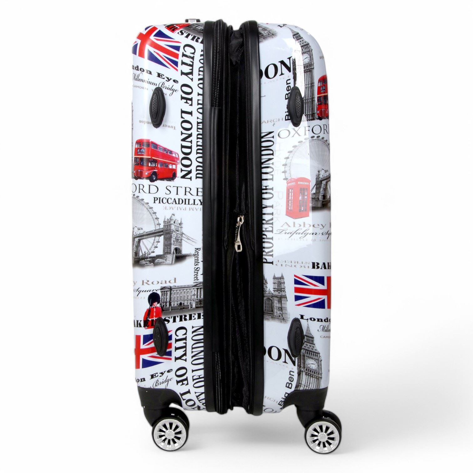 Extensible Cubierta Rígida Londres Estampado 8 Ruedas Maleta Juego Cabina Viaje - Imagen 26 de 29