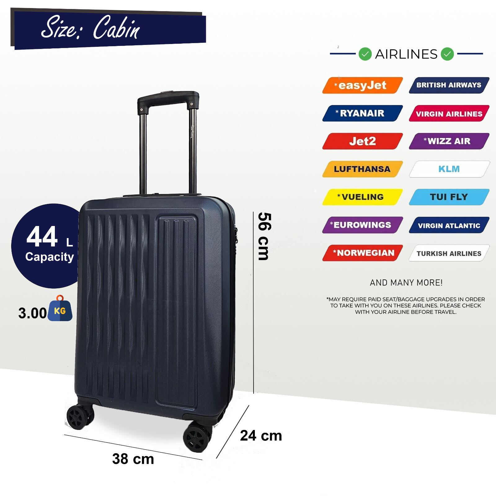 ABS Hard Shell Suitcase Luggage Set Hard Side Travel Carry on Cabin Bag - Picture 36 of 75