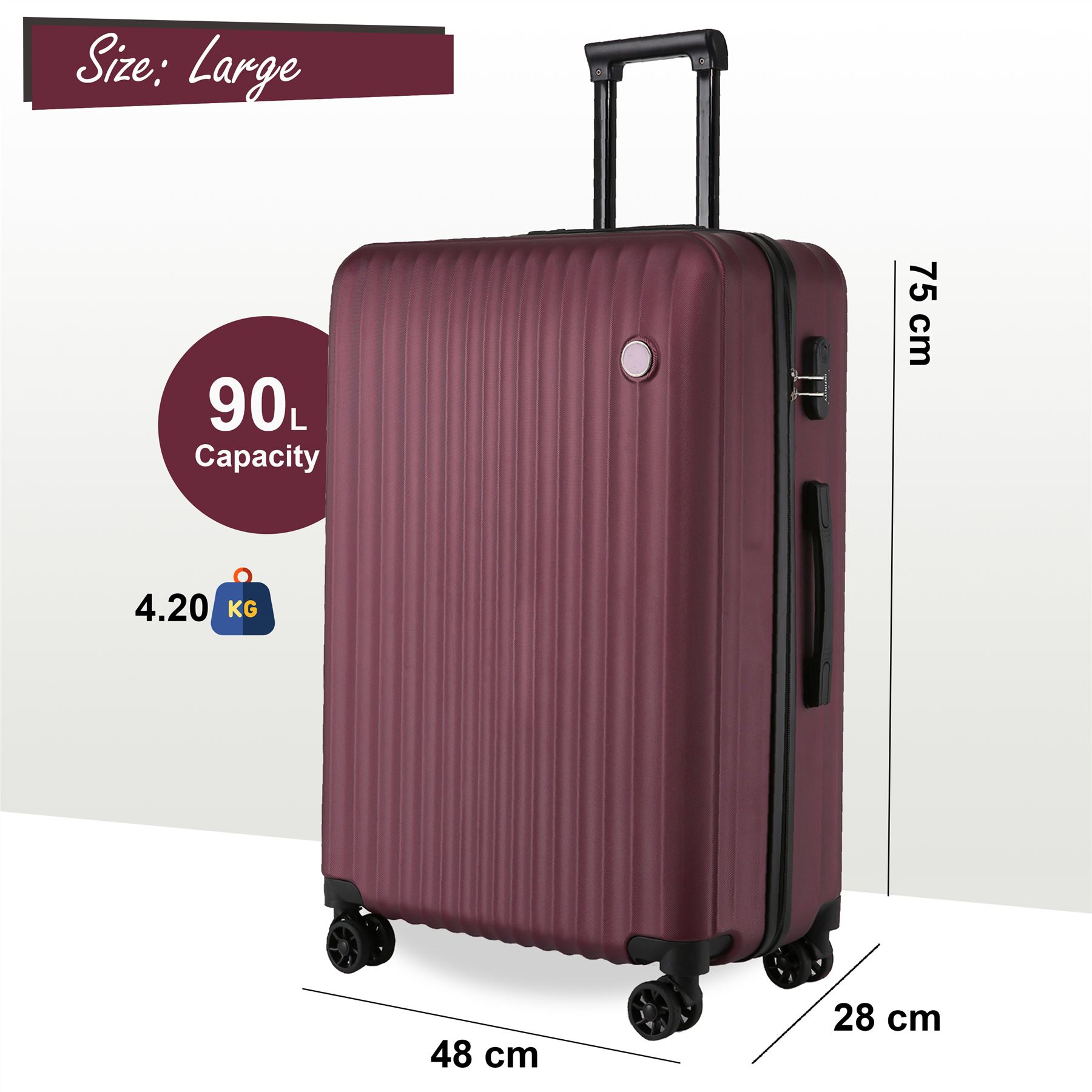 Hard Shell ABS Suitcase Set 8 Wheel Travel Case Holiday Bags - Picture 20 of 25