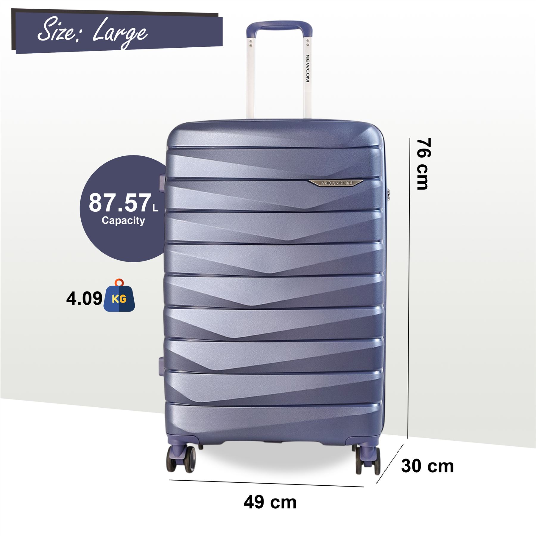 Hard Shell TSA Blue Strong Suitcase Set 8 Wheel Cabin Luggage Case - Picture 3 of 36