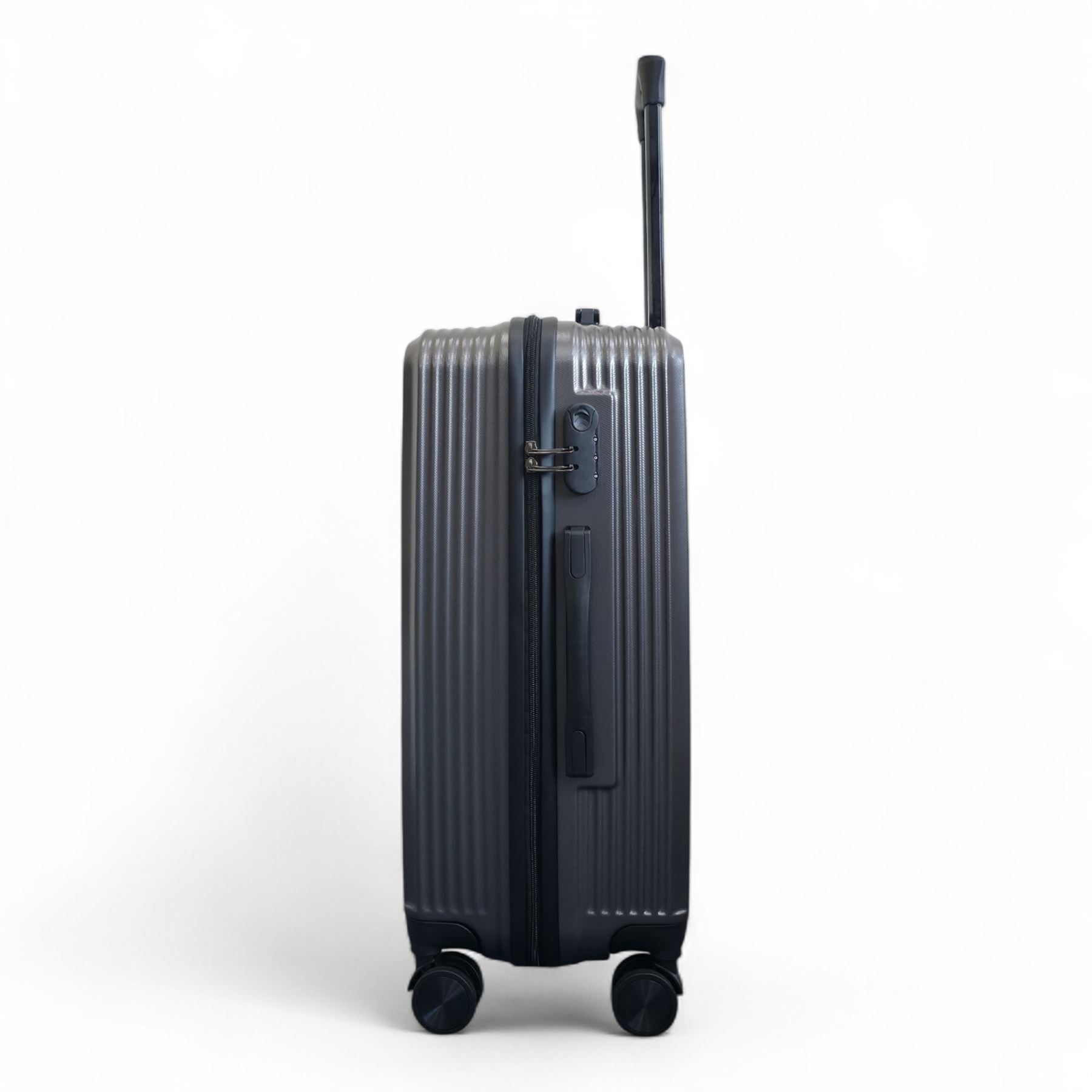 Strong Secure Grey Hardshell Grey Set Dual 4 Wheel ABS Trolley Cabin Suitcase - Picture 23 of 31