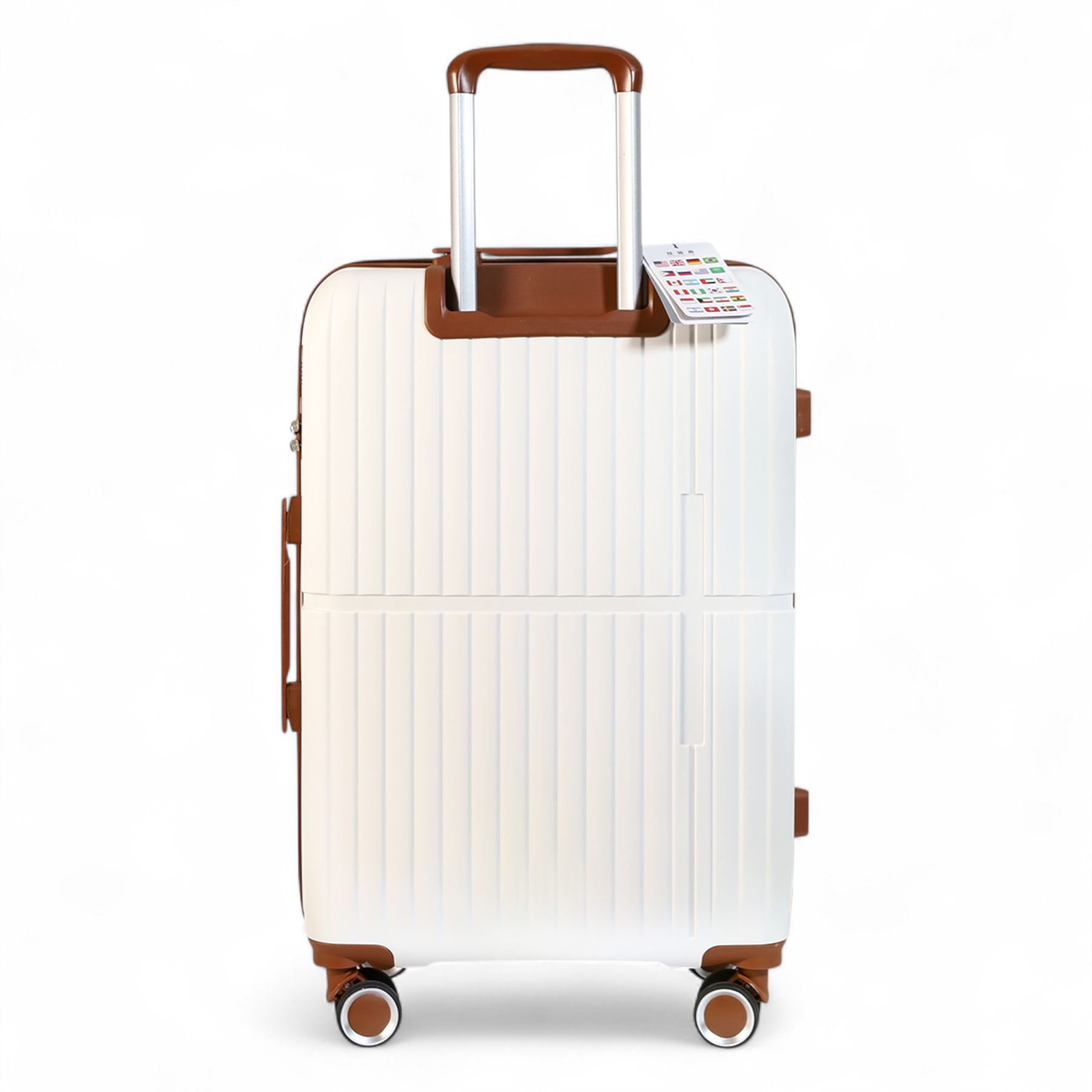 Hard Shell White Strong Suitcase Set 8 Wheel Cabin Luggage Holiday Travel Case - Picture 25 of 35