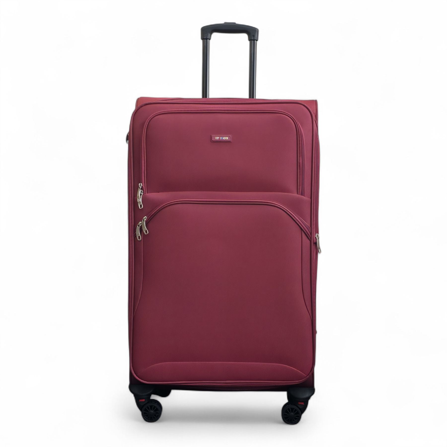 Burgundy Red Expandable Soft Shell Suitcase 8 Wheel Set Light Carry On Cabin Bag - Picture 2 of 36