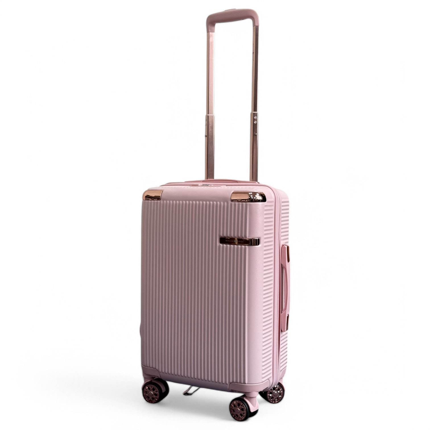 Expandable Rose Gold Hard Shell 8-Wheel Travel Suitcase Set Durable Cabin Bag - Picture 15 of 35