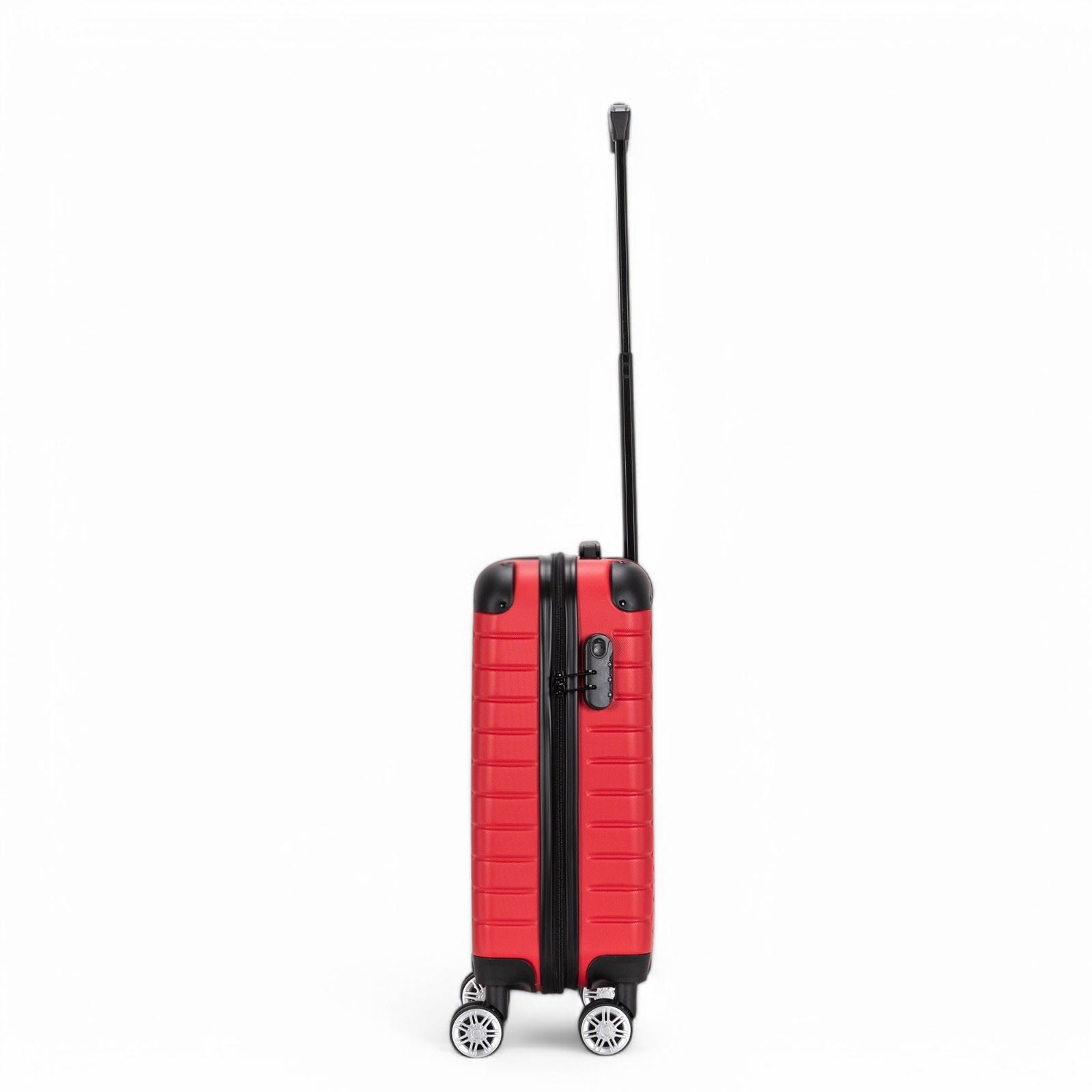 Hard Shell Red ABS 8 Wheel Luggage Travel Cabin Suitcase Set - Picture 14 of 37