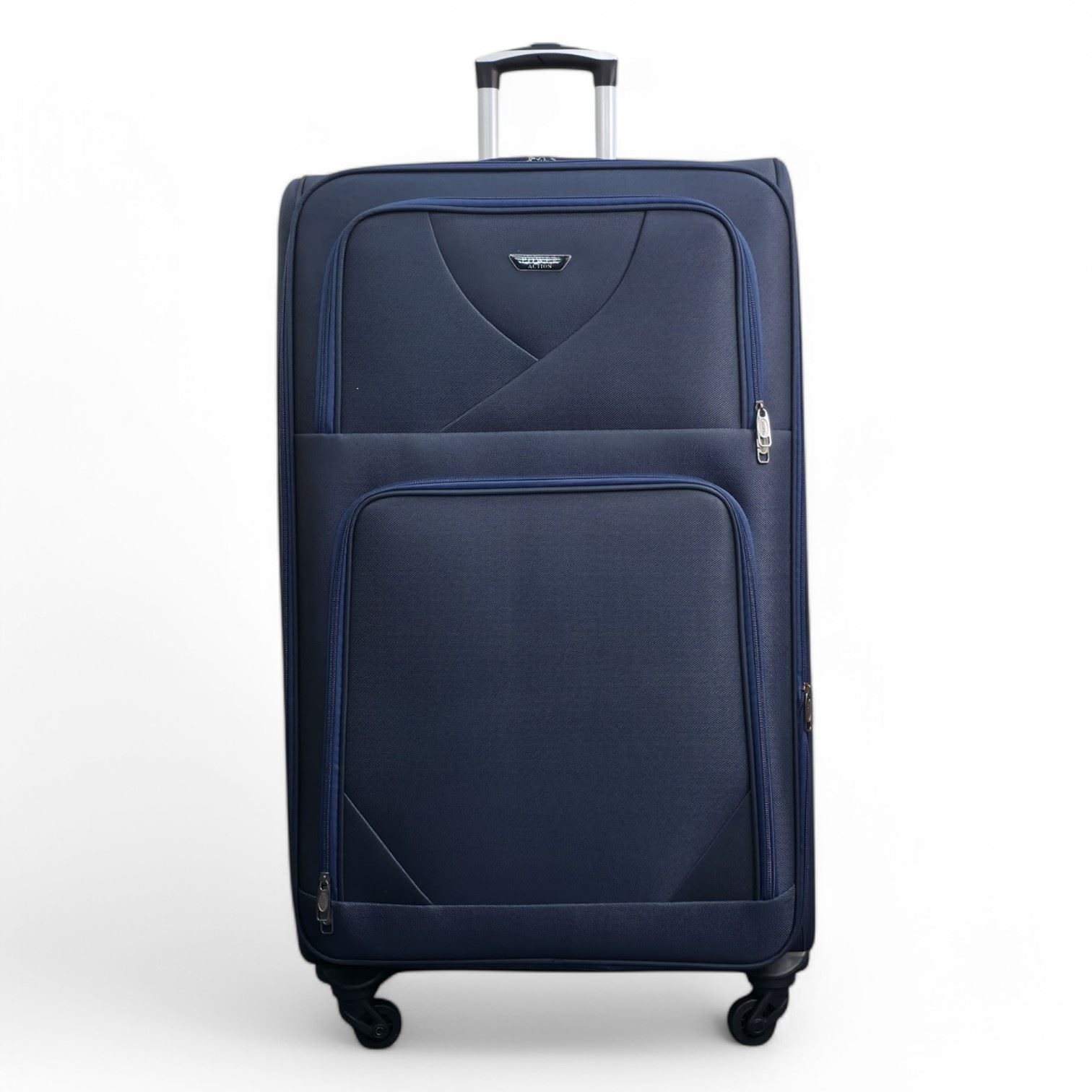Soft Shell Lightweight Navy Blue Nylon Suitcase Set 4 Wheel Travel Case Bags - Picture 33 of 38