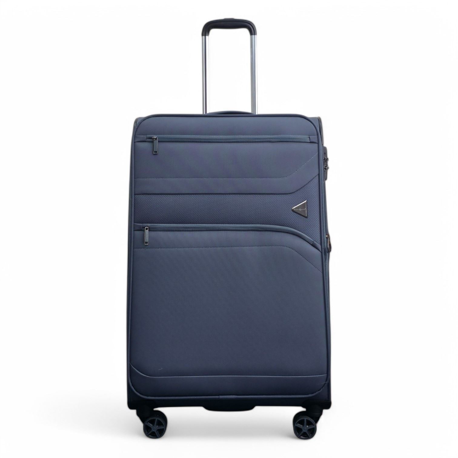 Lightweight Grey Soft Shell Suitcase 8 Wheel Set Travel Carry On Cabin Bag - Picture 6 of 29