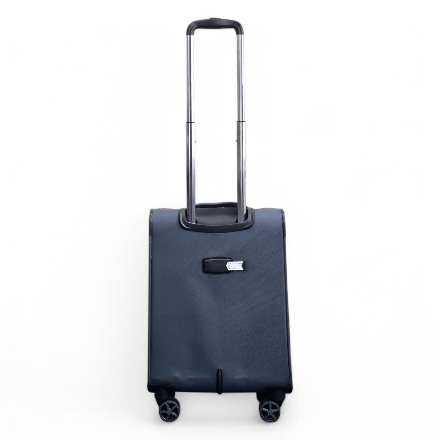 Lightweight Grey Soft Shell Suitcase 8 Wheel Set Travel Carry On Cabin Bag - Picture 17 of 29