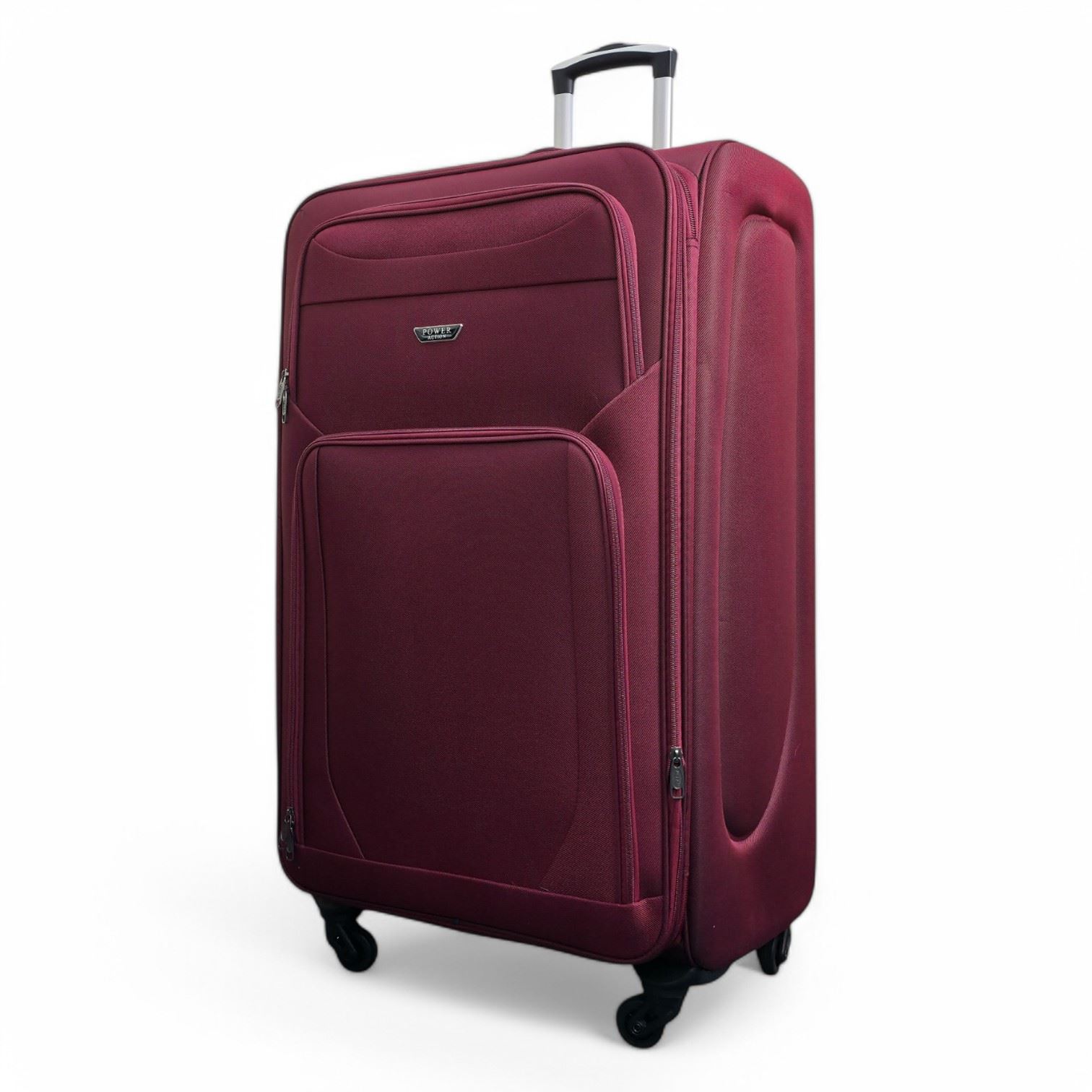 Soft Shell Lightweight Wine Burgundy Nylon Suitcase Set 4 Wheel Travel Case Bags - Picture 35 of 37