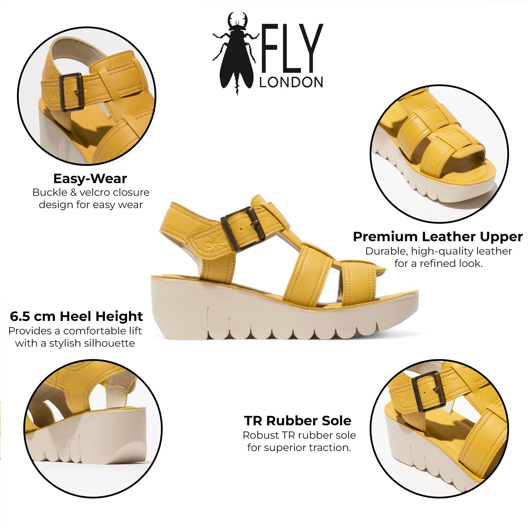 Fly London Damen YUDD236FLY Mousse Leder Sandalen Espadrille Plateau Wedges - Bild 8 von 11