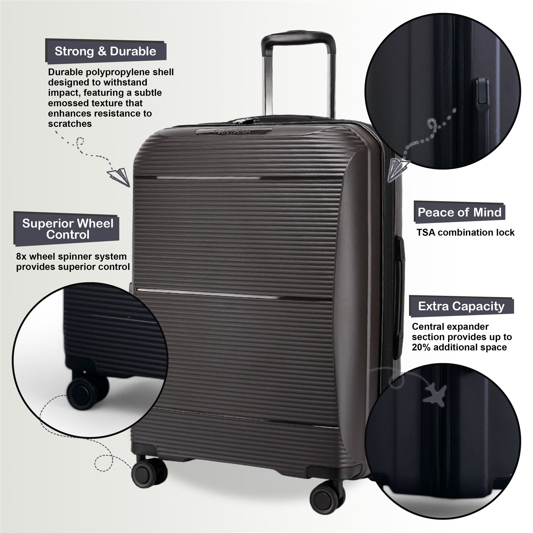 Juego De Maletas De Viaje De Cabina Con Ruedas De 8 Y Carcasa Dura Expandible - Imagen 42 de 56