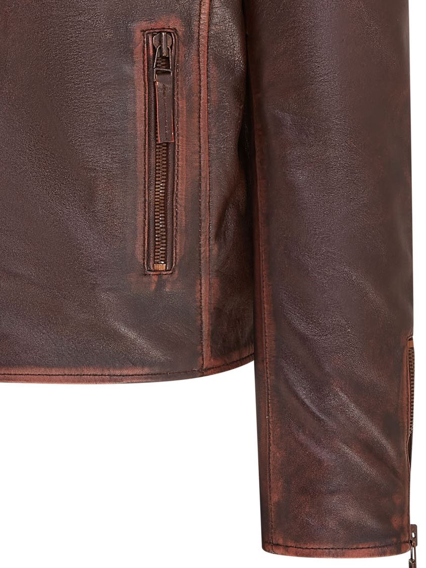 Chaqueta de Motociclista Para Hombre Calce Ajustado Estilo Brando Doble Cremallera Cruzada 100% Cuero - Imagen 7 de 30