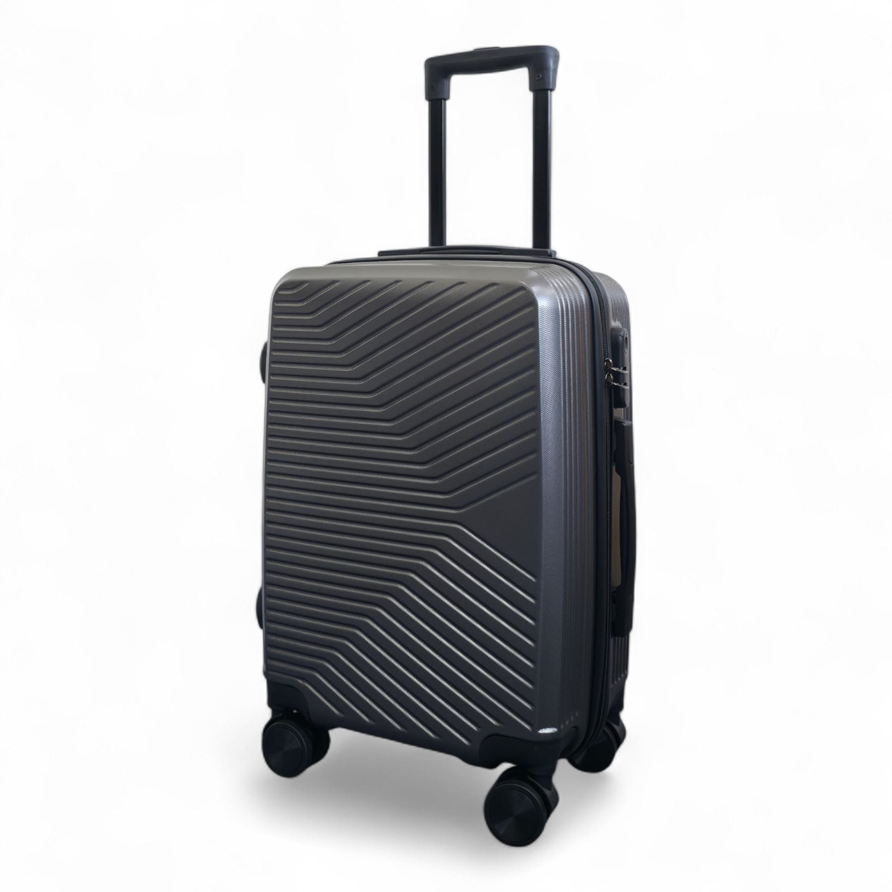 Strong Secure Grey Hardshell Grey Set Dual 4 Wheel ABS Trolley Cabin Suitcase - Picture 14 of 31