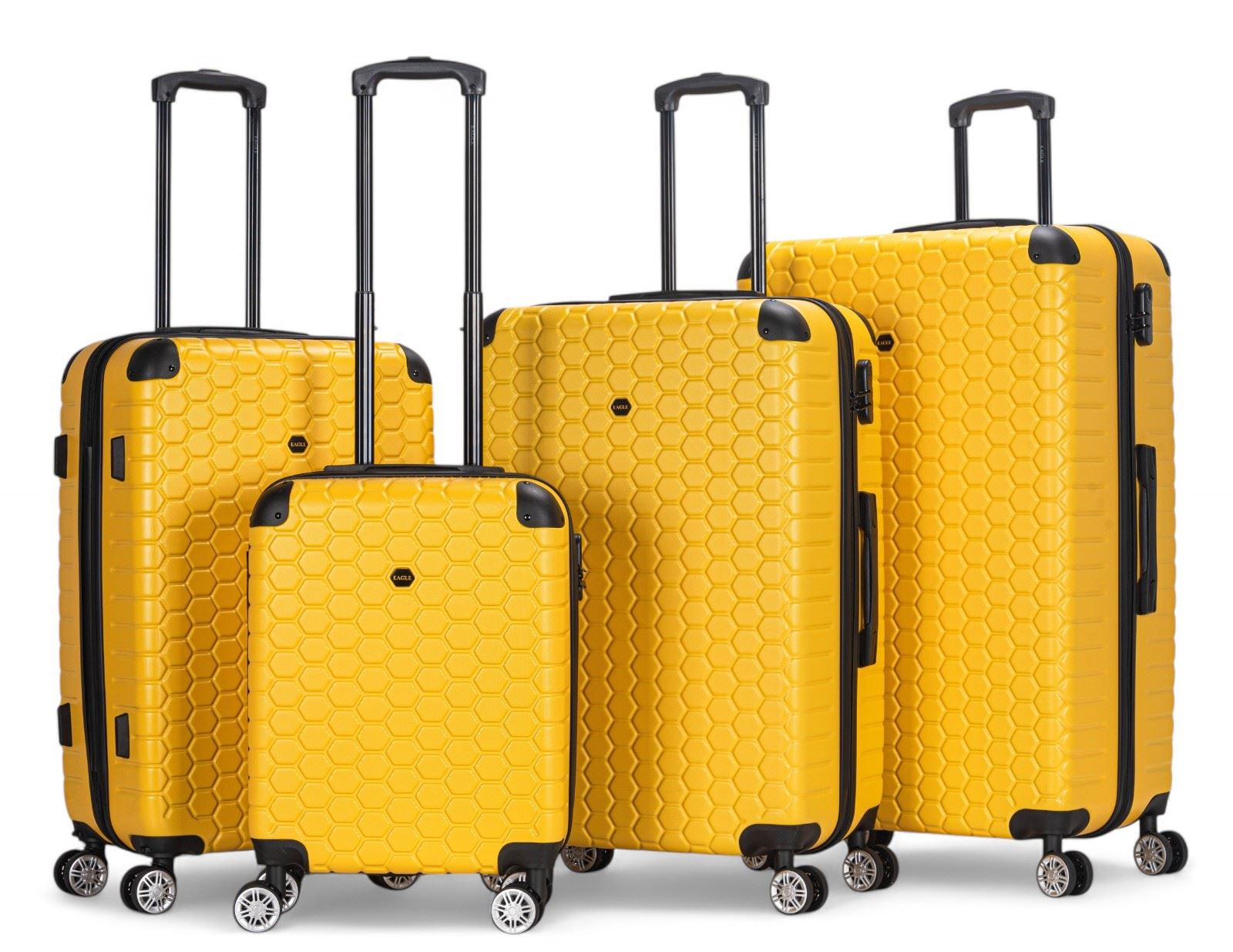 Hard Shell Yellow ABS 8 Wheel Luggage Travel Cabin Suitcase Set - Picture 33 of 41