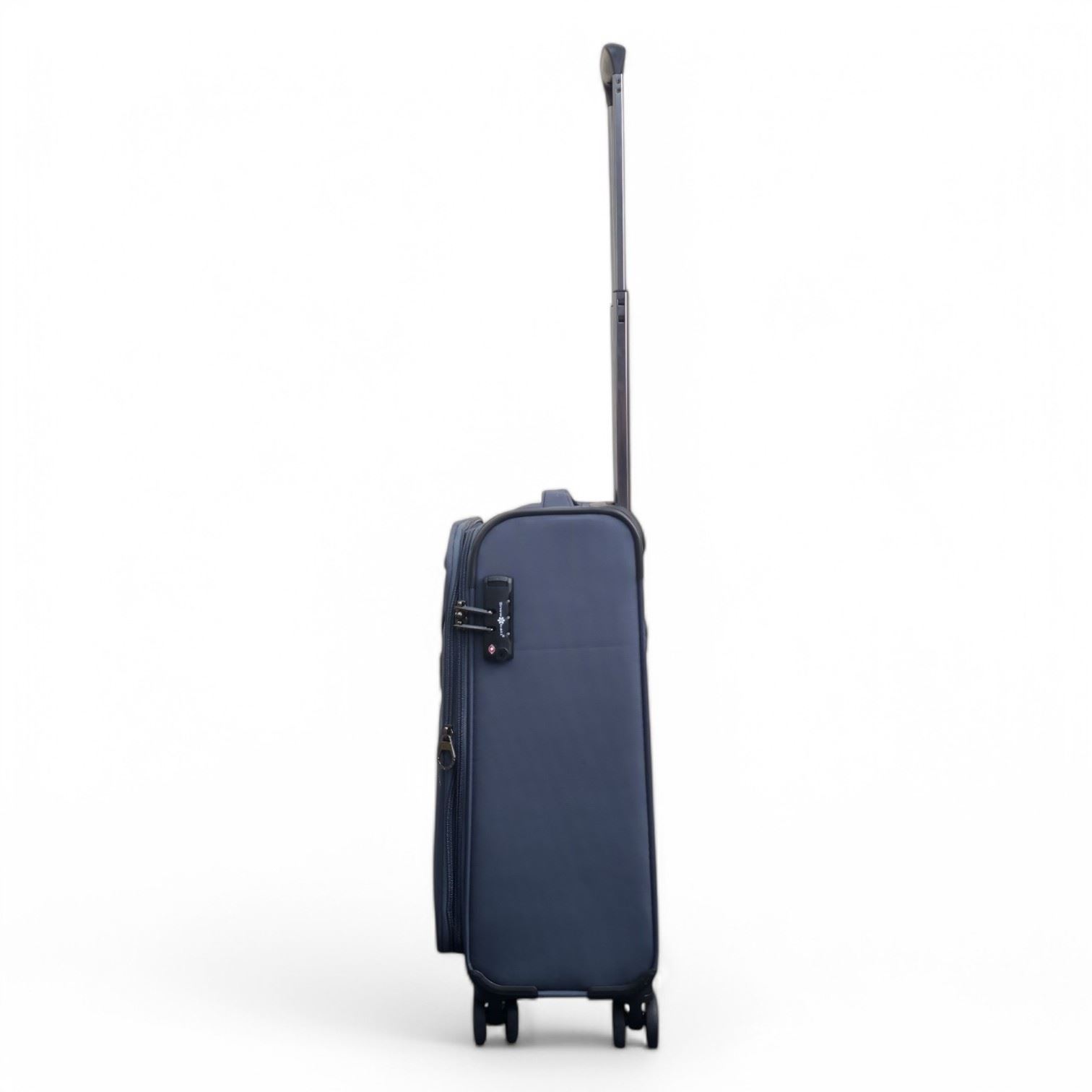 Lightweight Grey Soft Shell Suitcase 8 Wheel Set Travel Carry On Cabin Bag - Picture 16 of 29