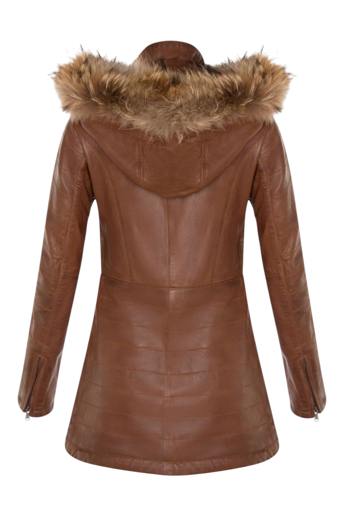 Womens Quilted Leather Parka Jacket-Winton - Picture 30 of 31