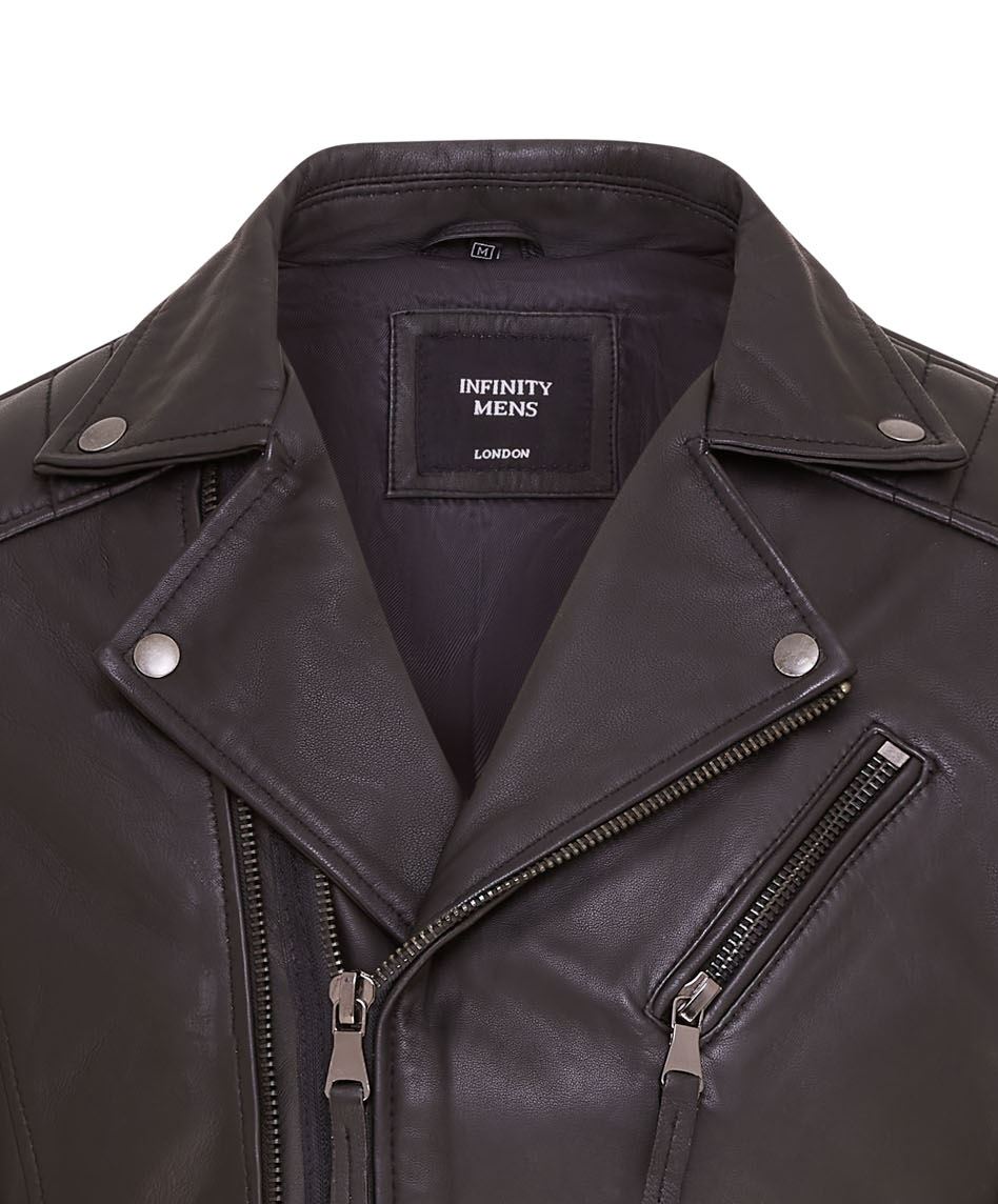Chaqueta de Motociclista Para Hombre Calce Ajustado Estilo Brando Doble Cremallera Cruzada 100% Cuero - Imagen 29 de 30
