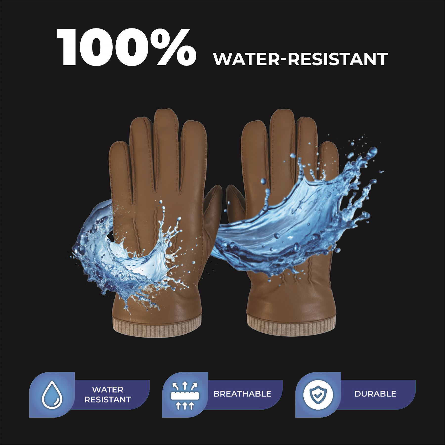 Herren Italienisch Leder Wollfutter Strick Rippbündchen Reiten Fahren Freizeit Handschuhe - Bild 27 von 31