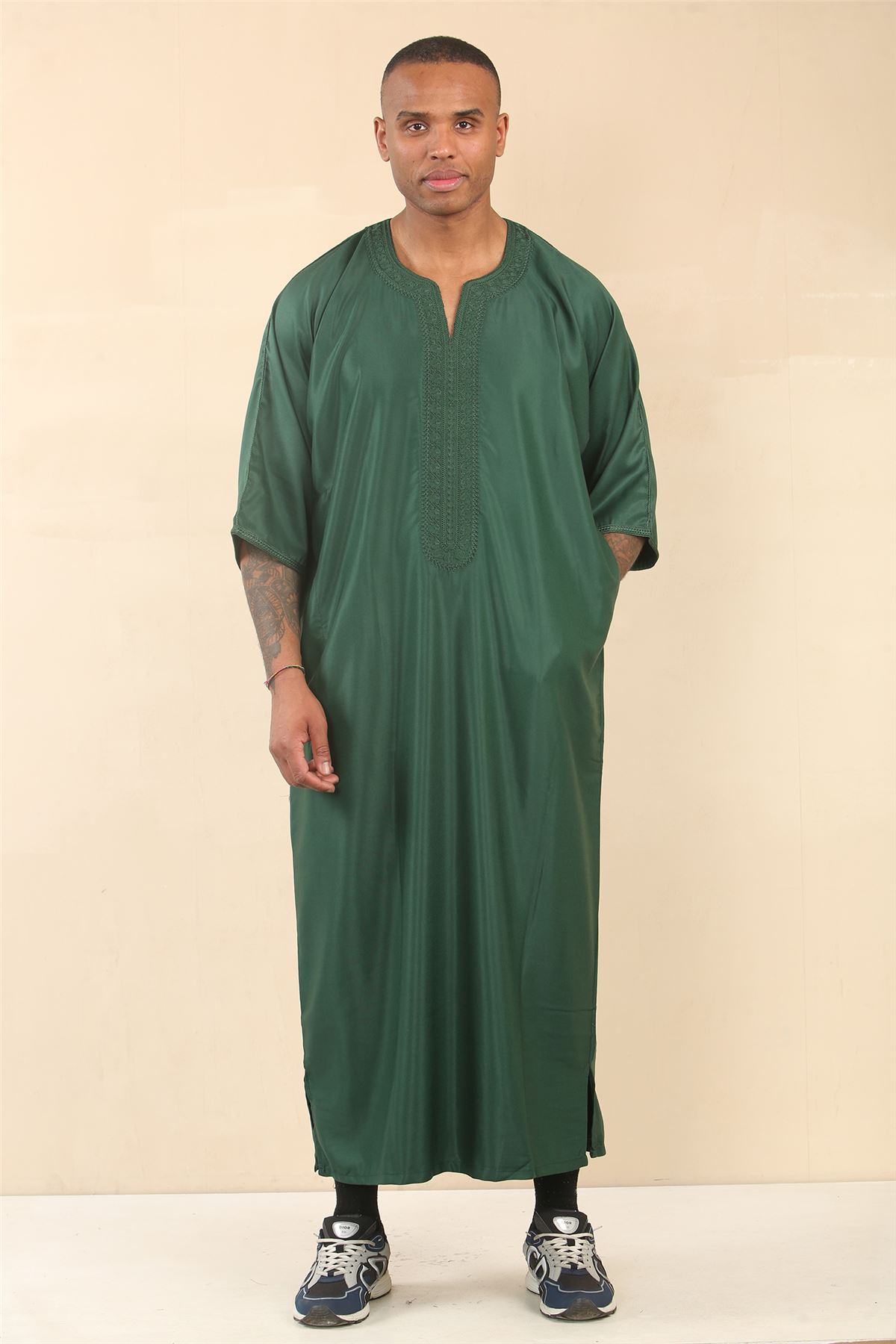 Mens Moroccan Thobe Djellaba islamic Clothing Jubba Eid Ramadan Arab ShortSleeve - Picture 5 of 14