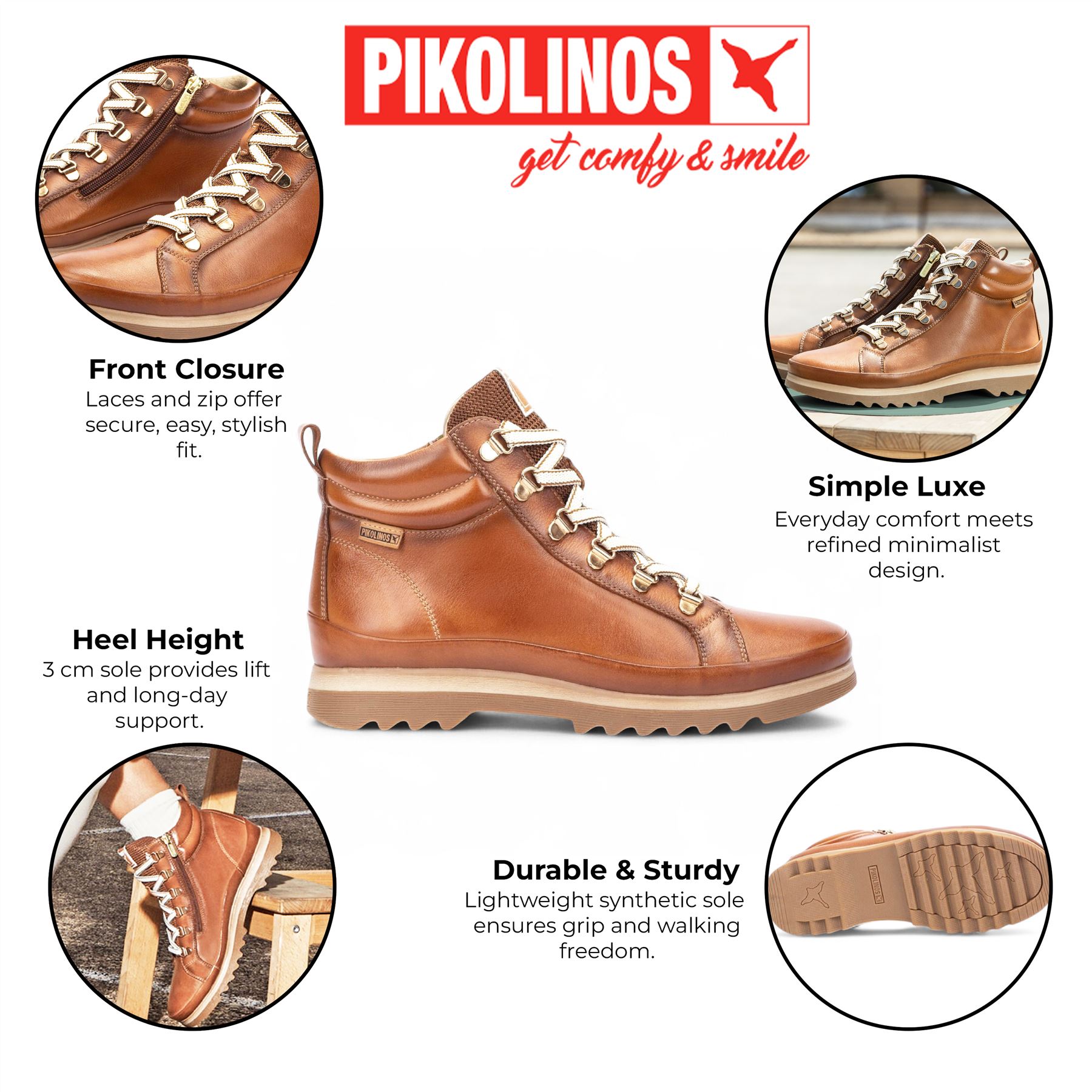 Pikolinos Vigo Women's Leather Side Zip & Lace Up Ankle Trainers Everyday Boots - Picture 3 of 21