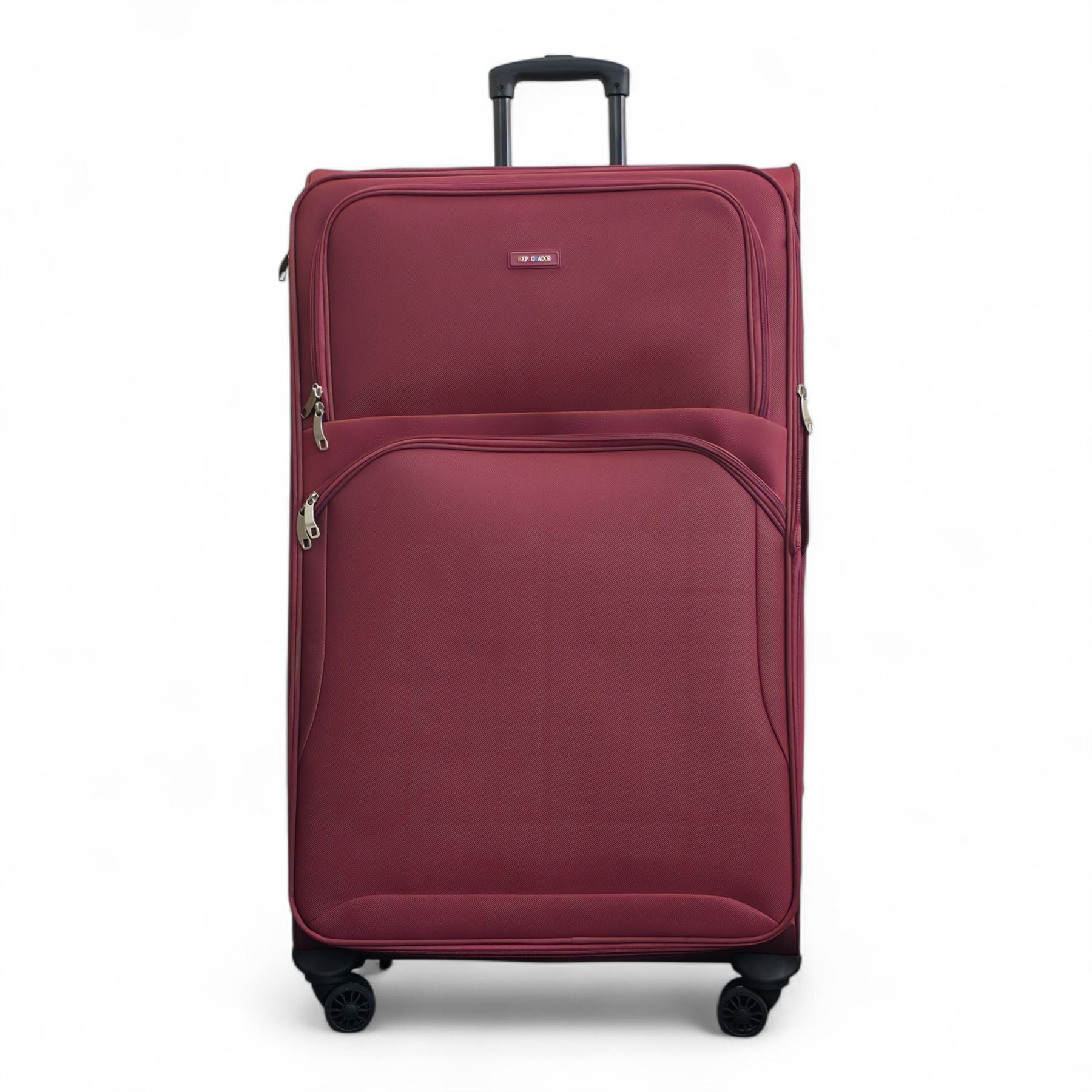 Burgundy Red Expandable Soft Shell Suitcase 8 Wheel Set Light Carry On Cabin Bag - Picture 31 of 36