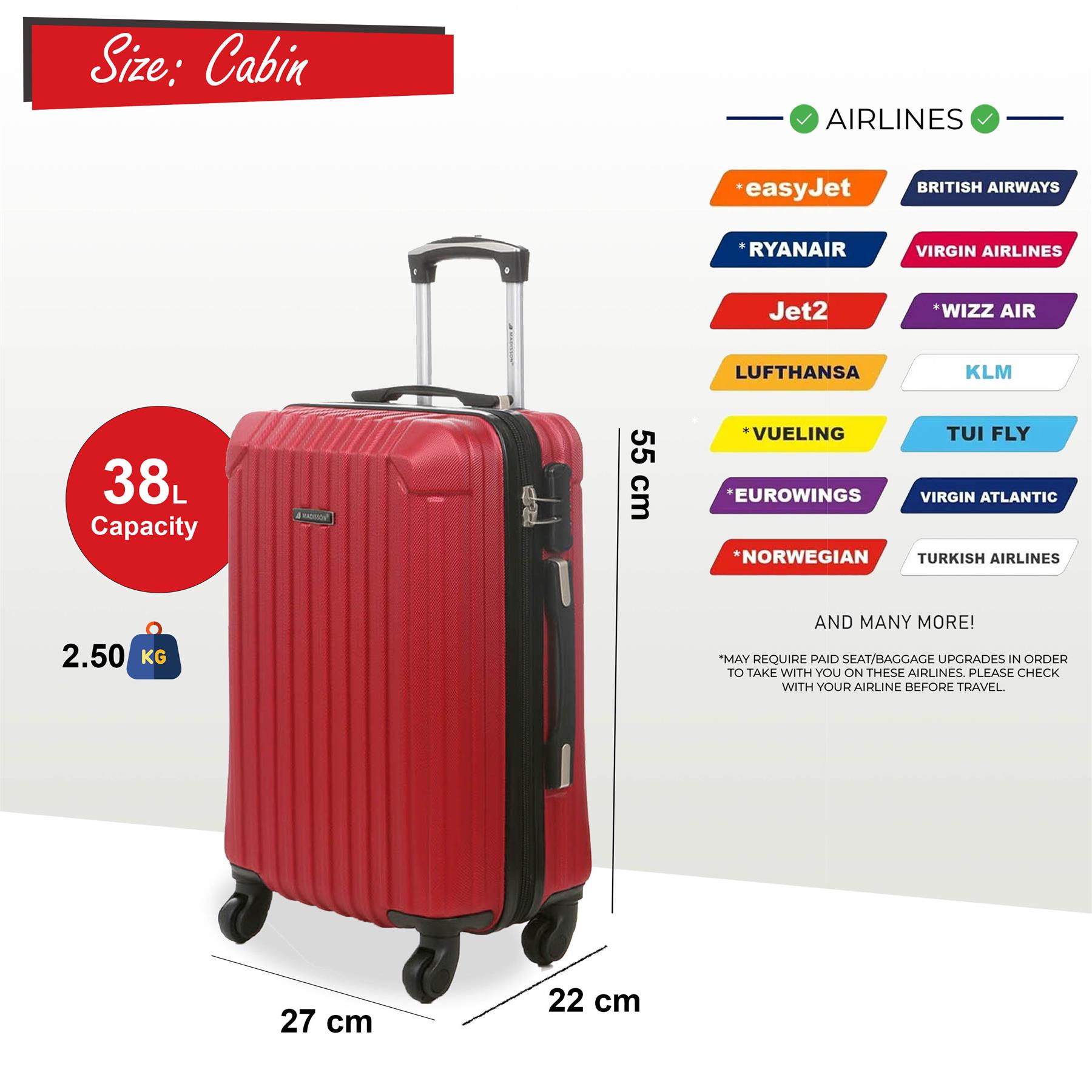 Maleta rígida cabina 55 x 27 x 22 cm ABS adecuada para Easyjet, Ryanair - Imagen 24 de 45