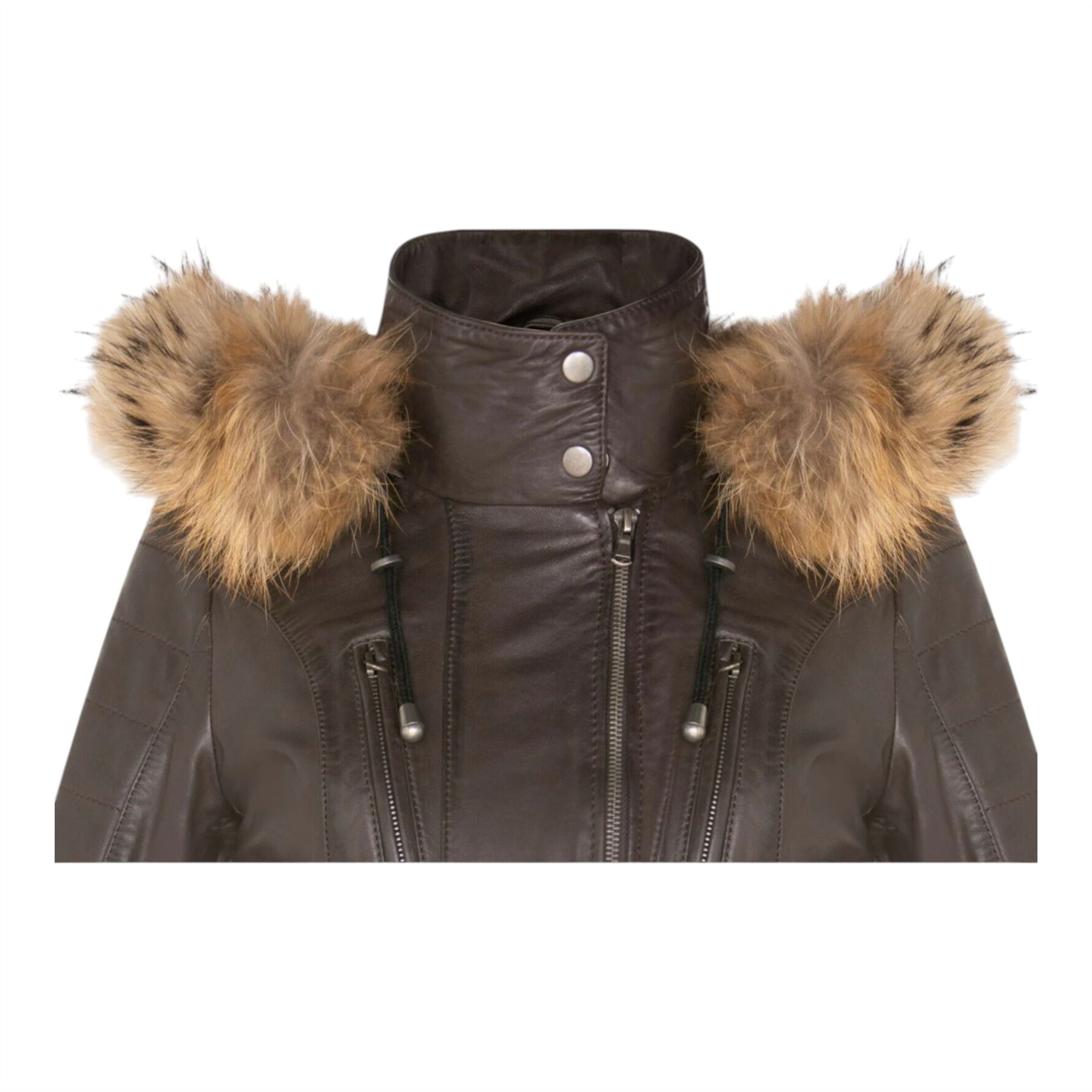 Womens Quilted Leather Parka Jacket-Winton - Picture 25 of 31