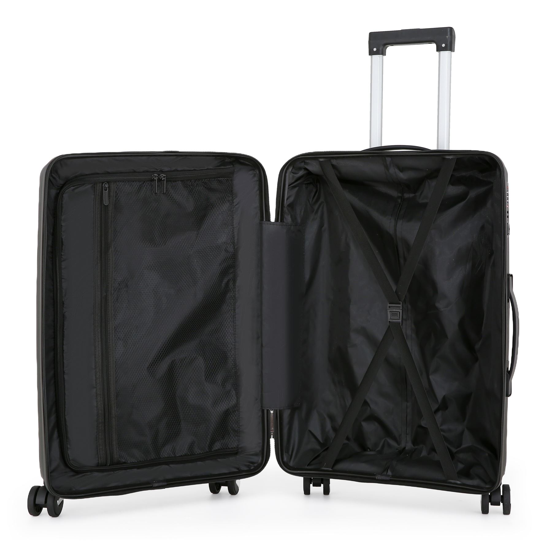 Hard Shell Black Cabin Suitcase Set 8 Wheel Luggage Case Strong Travel TSA Bag - Picture 24 of 32