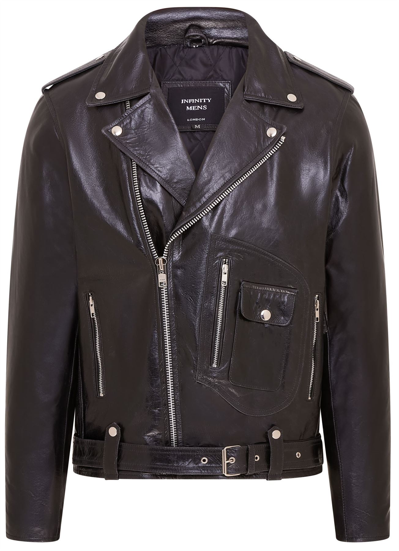 Mens Retro Brando Quilted Leather Biker Jacket Vintage Motorcycle Style - Picture 8 of 19