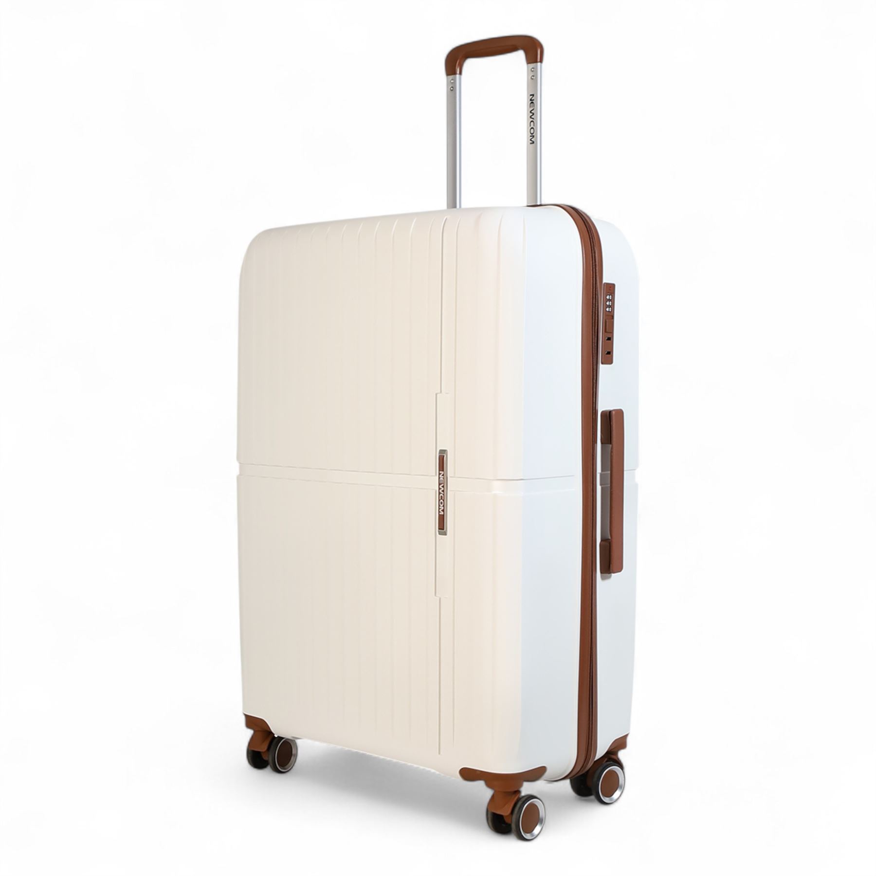 Hard Shell White Strong Suitcase Set 8 Wheel Cabin Luggage Holiday Travel Case - Picture 23 of 35