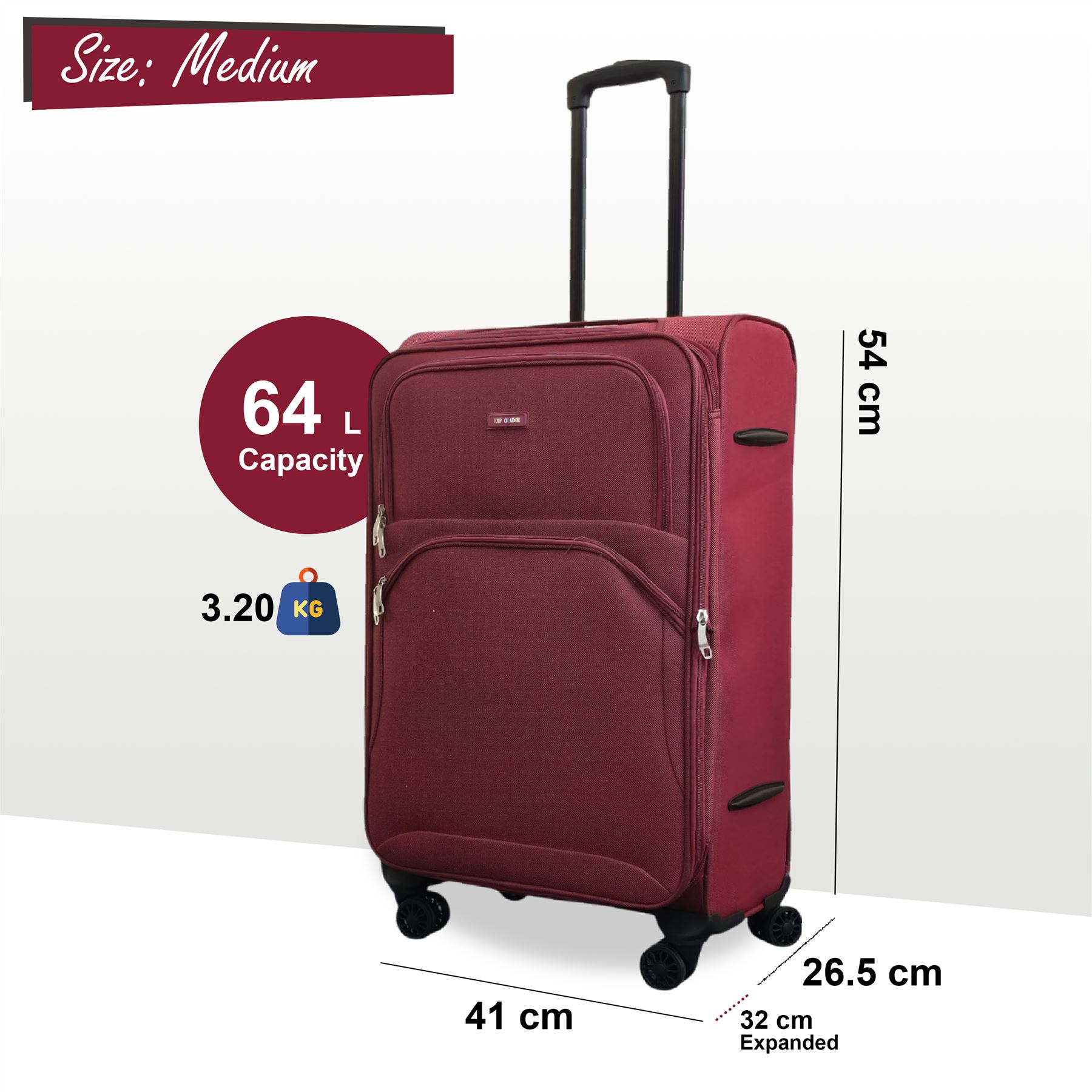 Expandable Soft Shell Suitcase 8 Wheel Luggage Set Light Carry On Cabin Bag - Picture 56 of 61