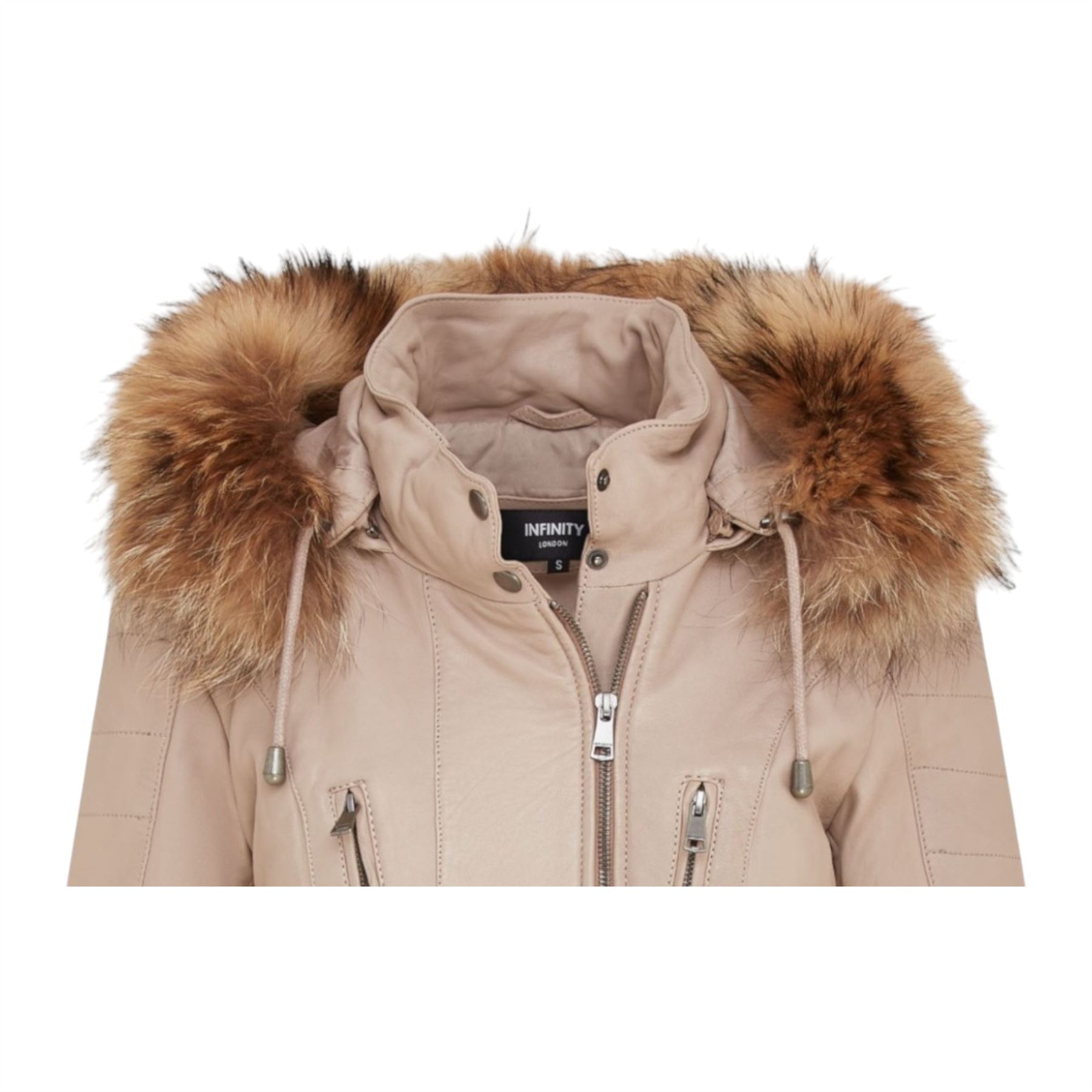 Womens Quilted Leather Parka Jacket-Winton - Picture 7 of 31