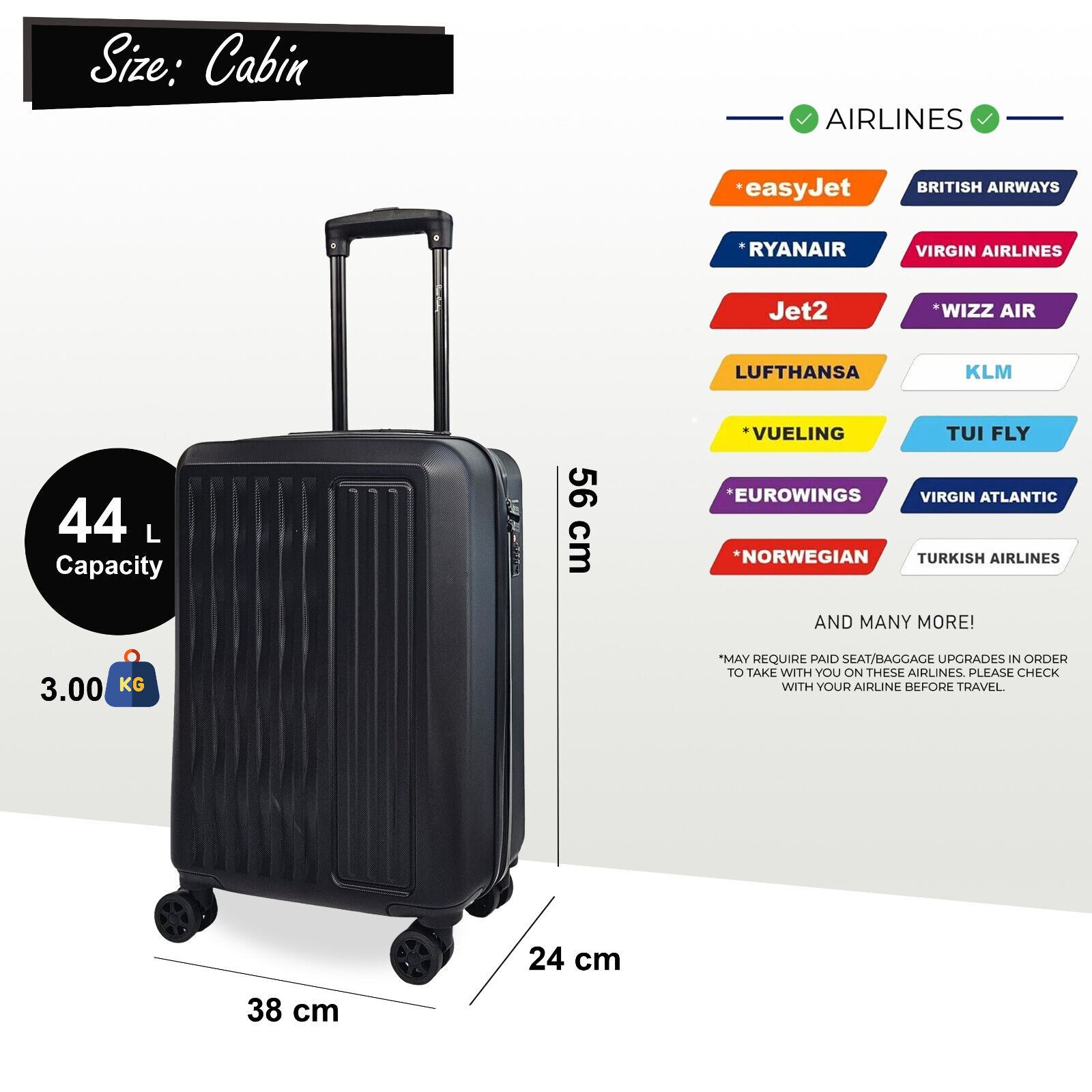 ABS Hard Shell Suitcase Luggage Set Hard Side Travel Carry on Cabin Bag - Picture 5 of 75