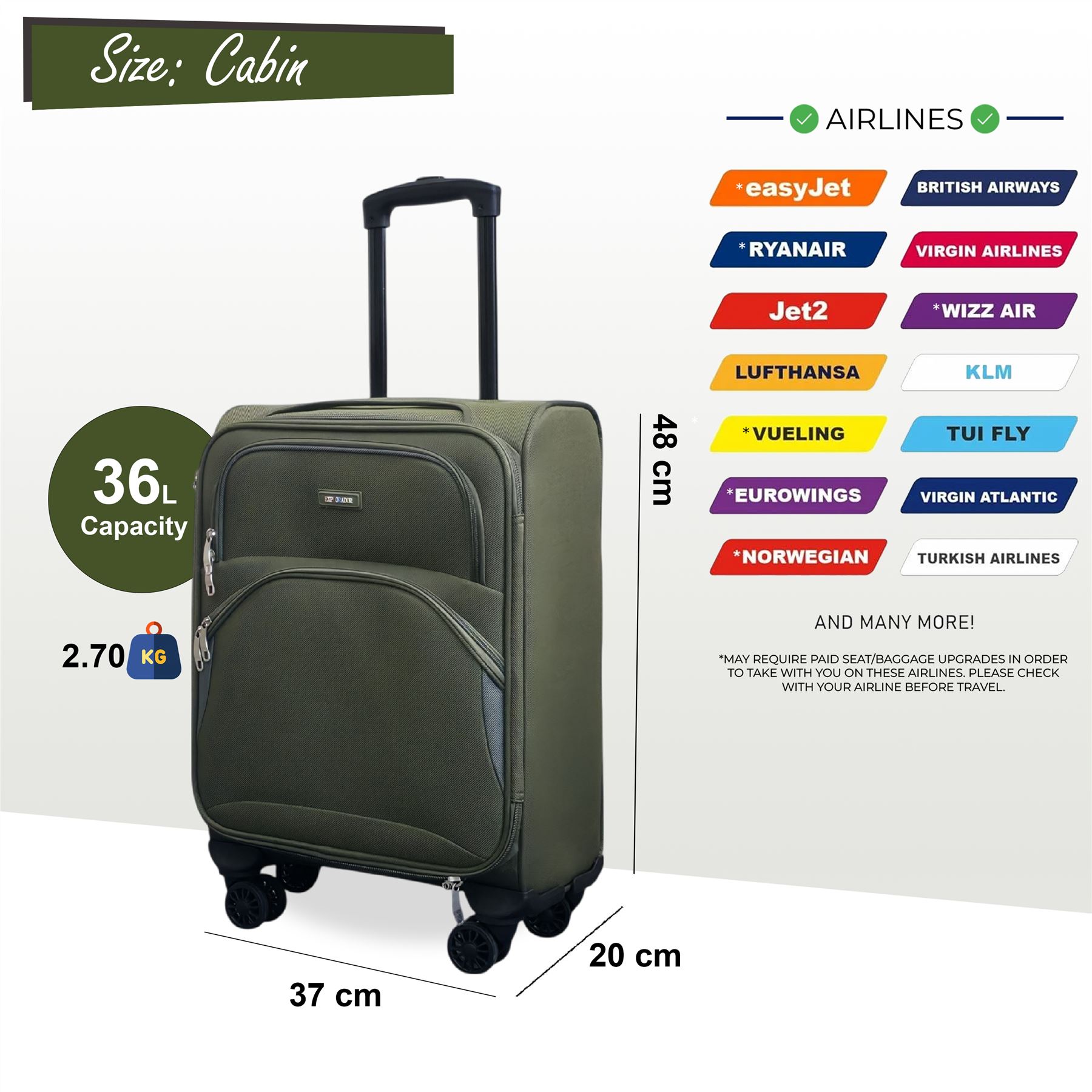 Expandable Soft Shell Suitcase 8 Wheel Luggage Set Light Carry On Cabin Bag - Picture 43 of 61