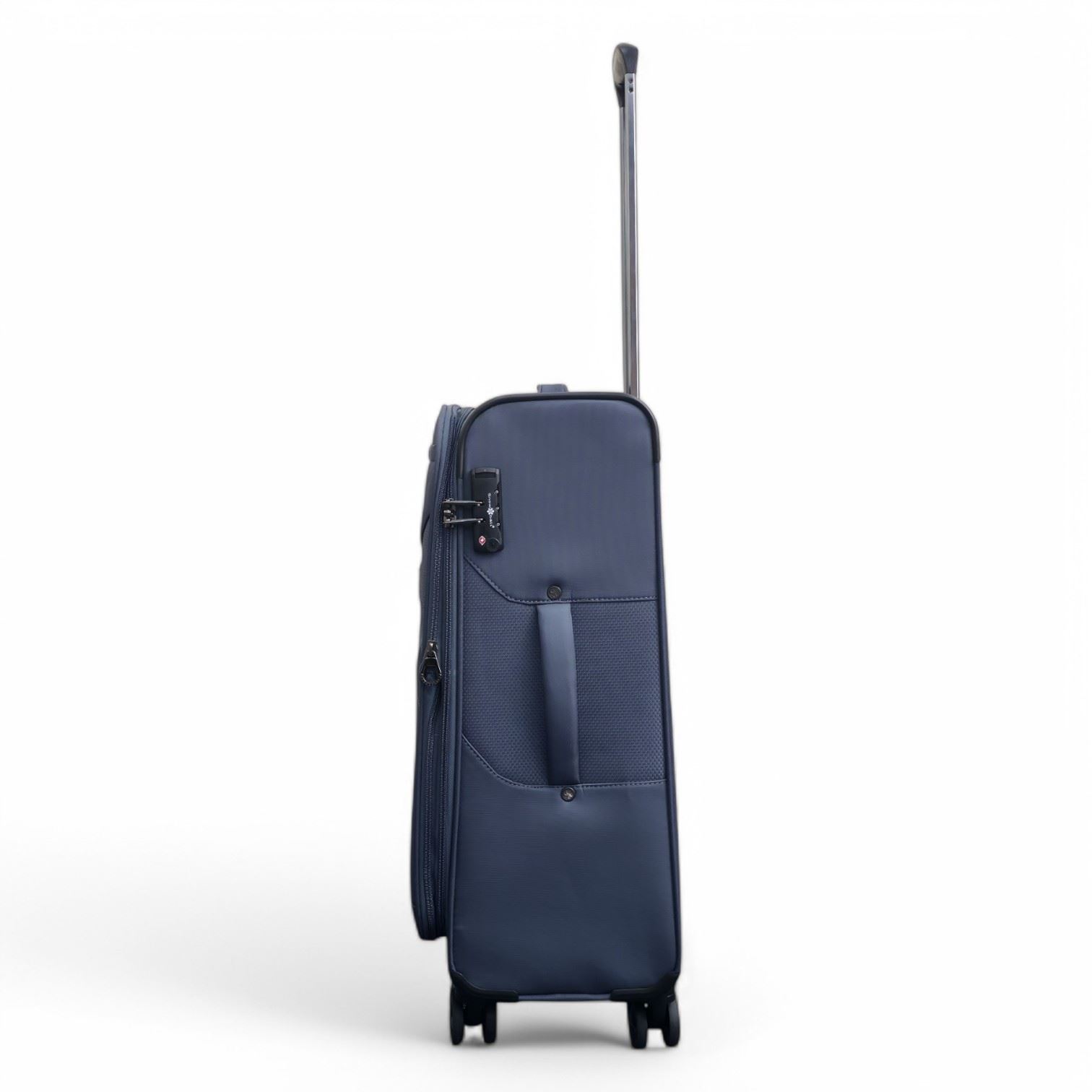 Lightweight Grey Soft Shell Suitcase 8 Wheel Set Travel Carry On Cabin Bag - Picture 22 of 29